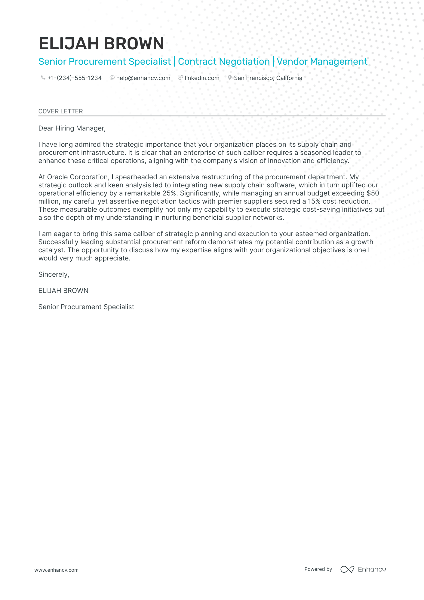 Purchasing Director cover letter