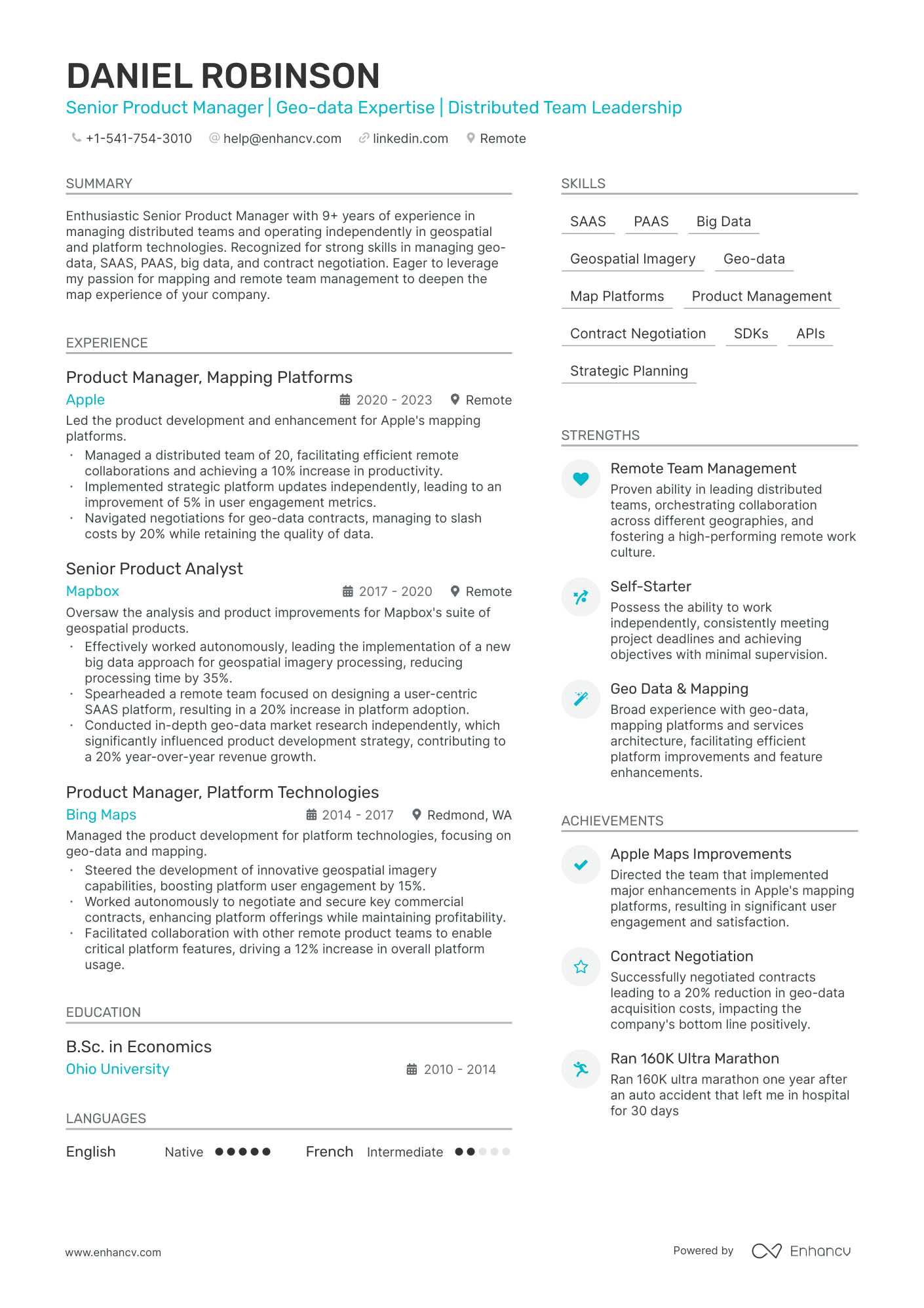 Work from Home resume example
