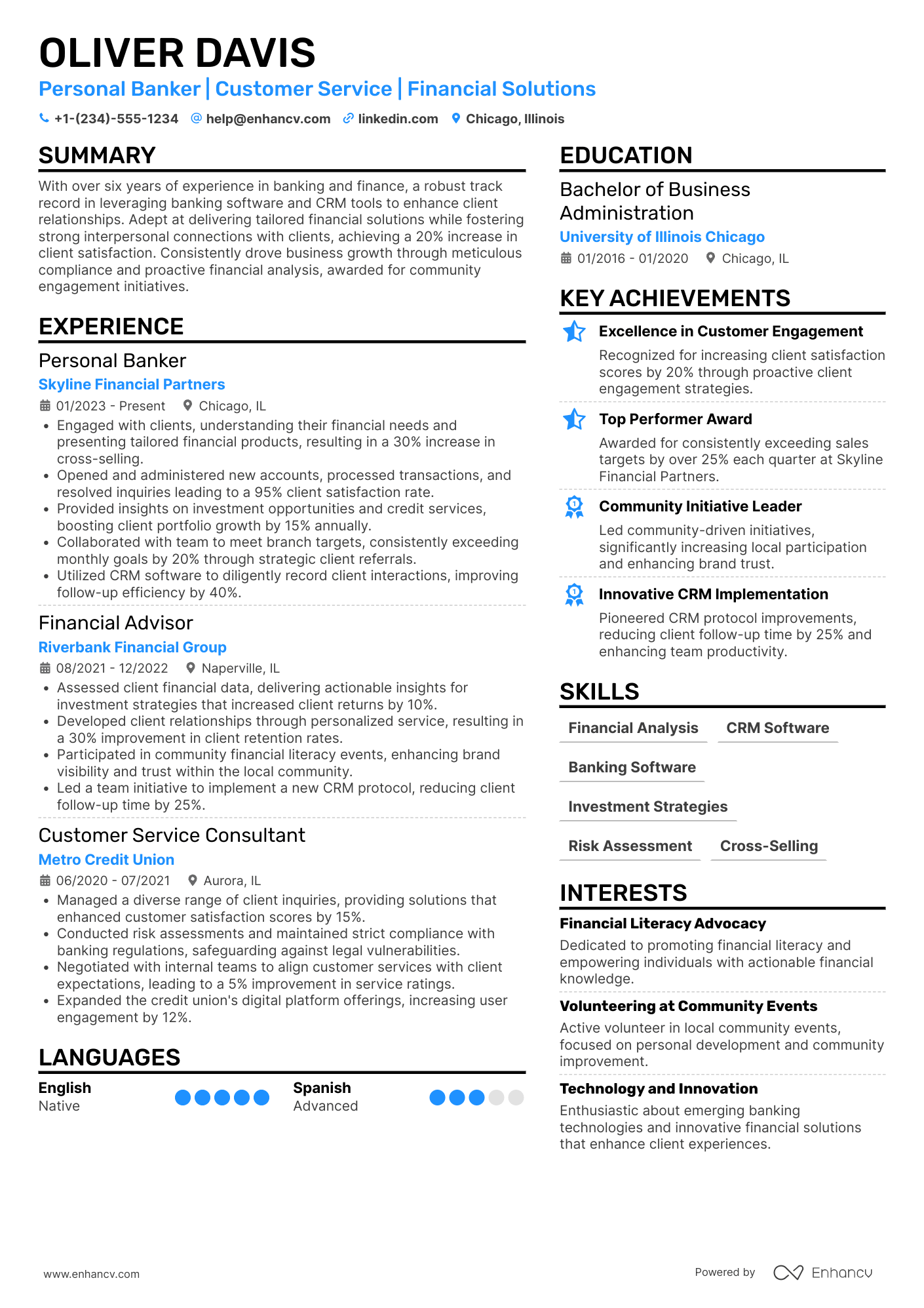 Personal Banker resume example