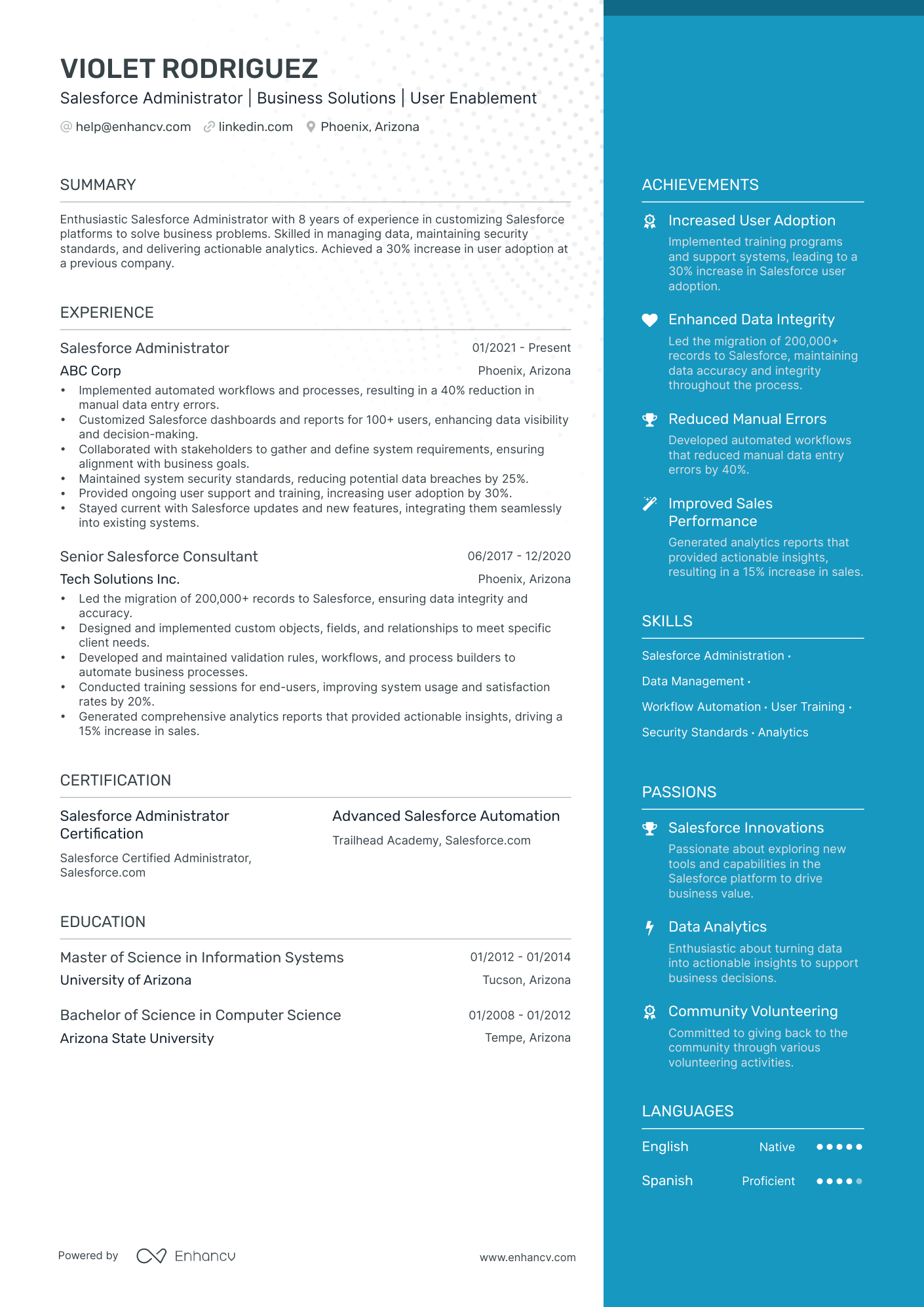 Salesforce resume example