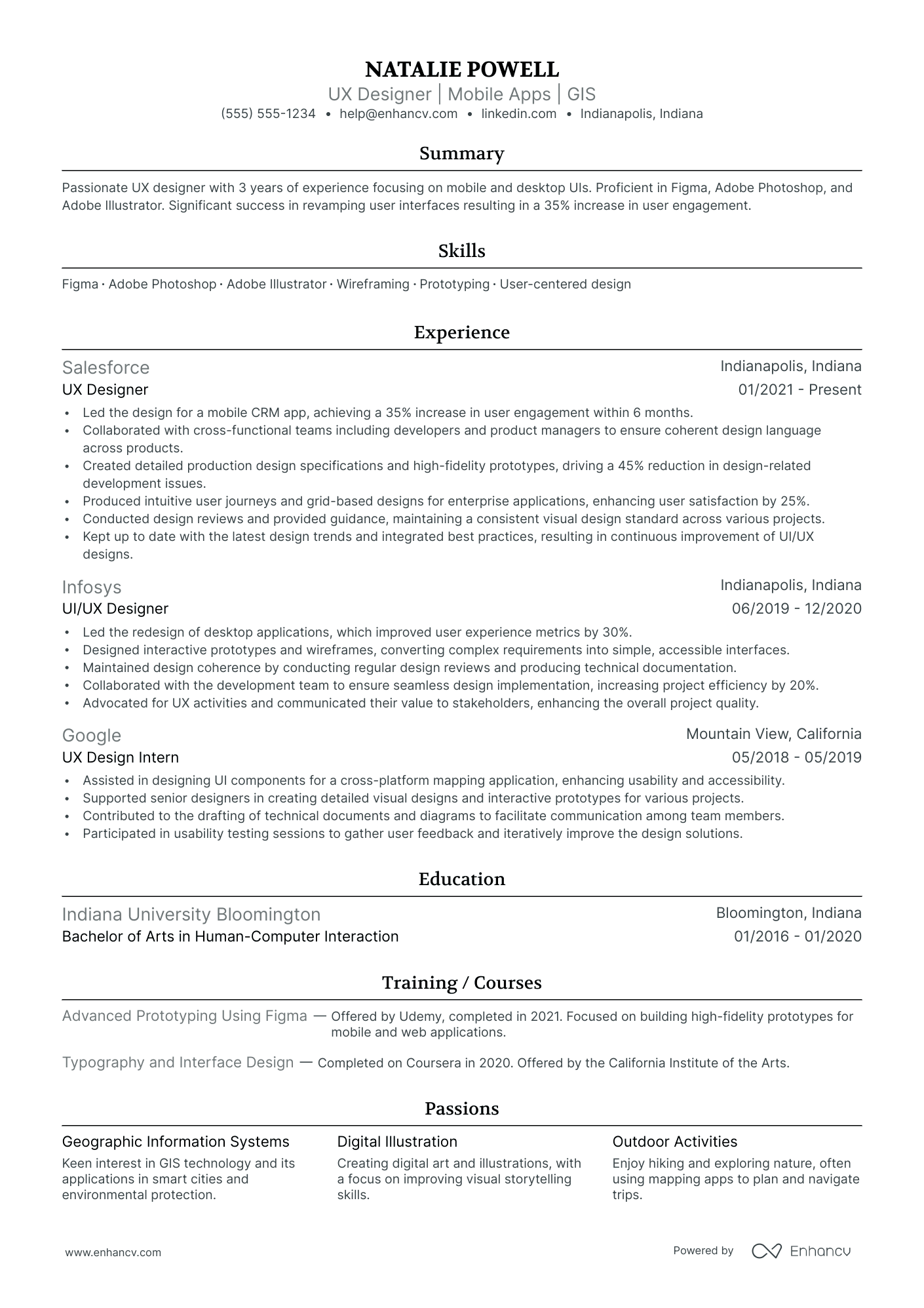 Mobile UI Designer resume example