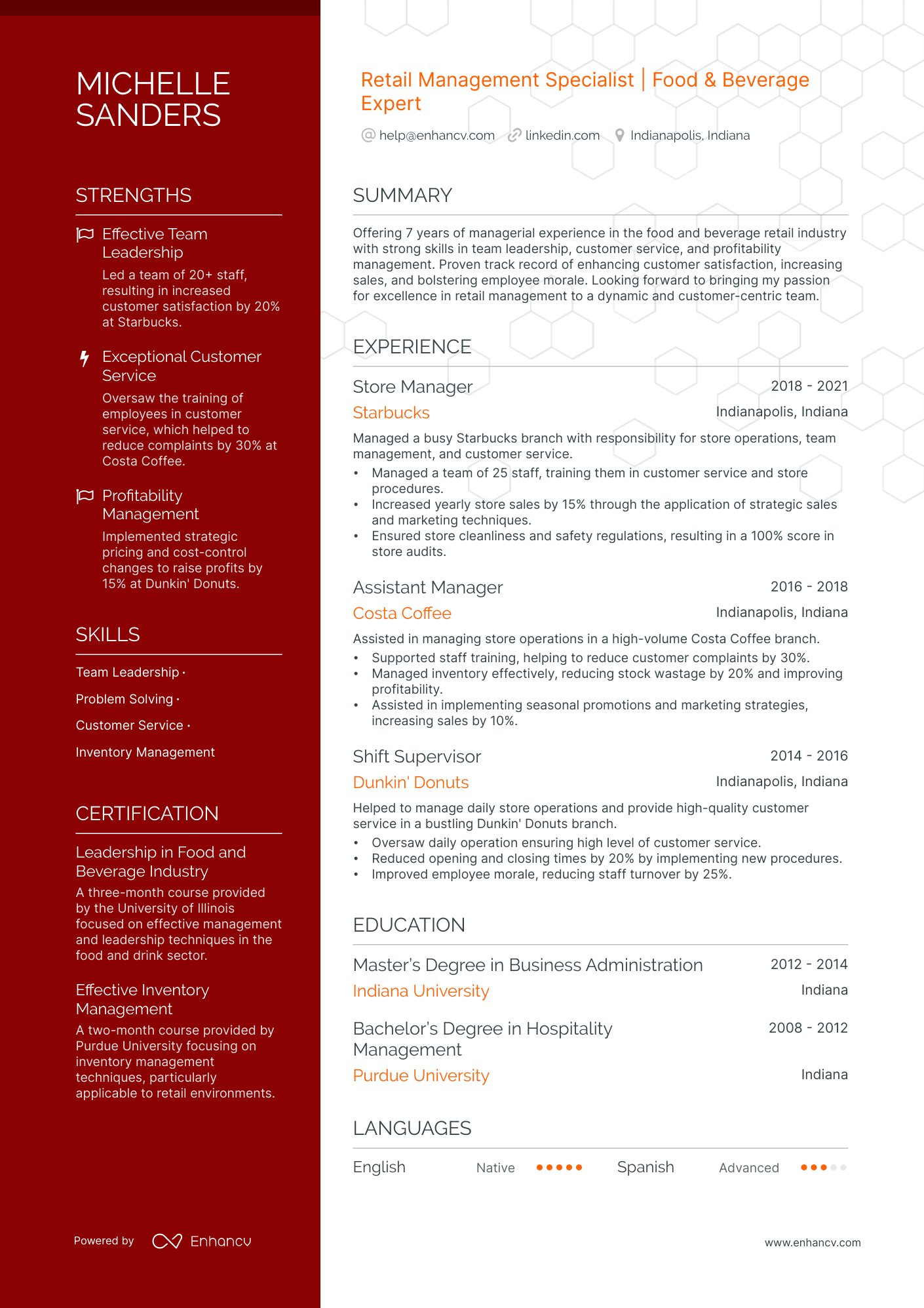 Coffee Shop resume example