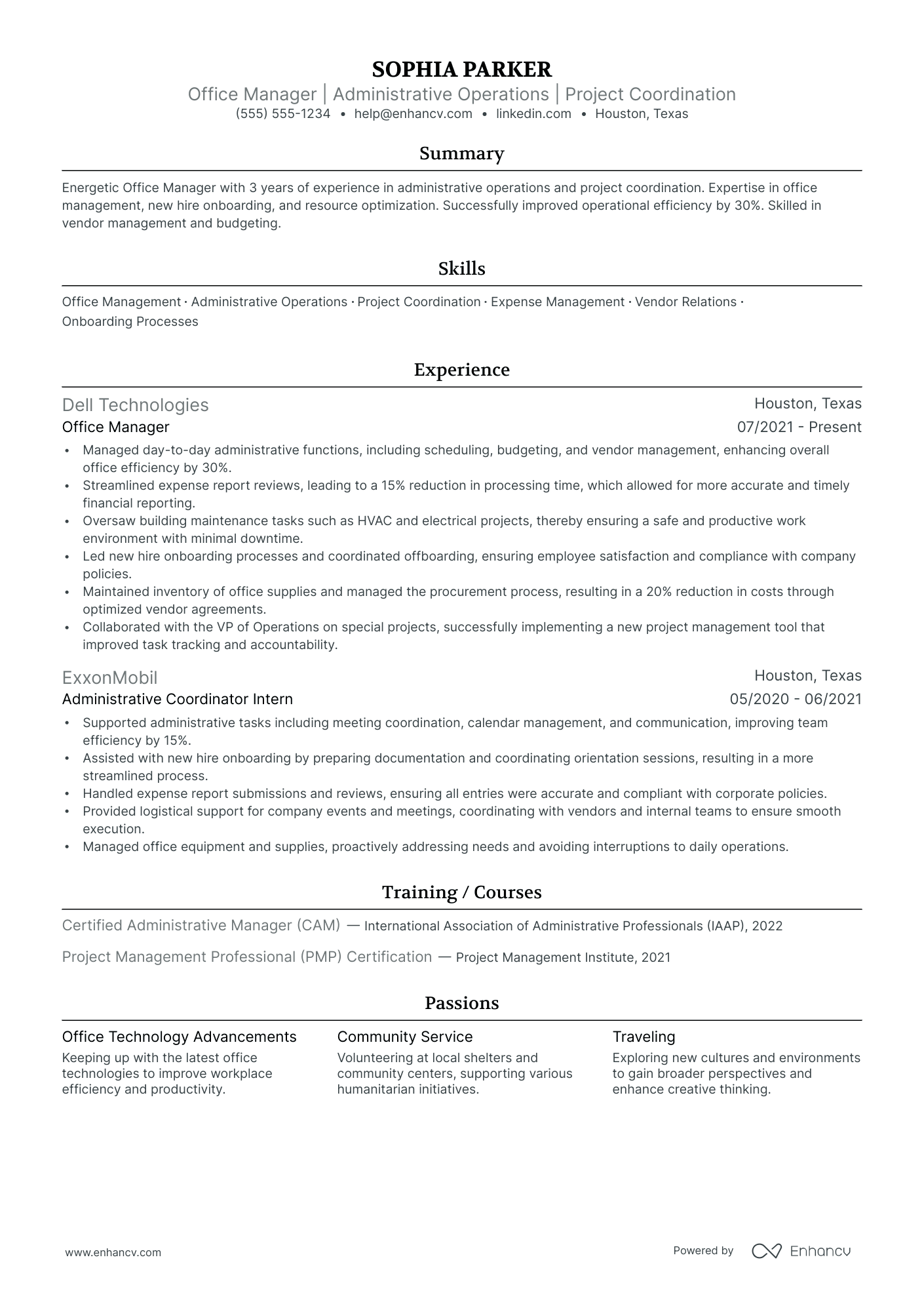 Corporate Office Manager resume example