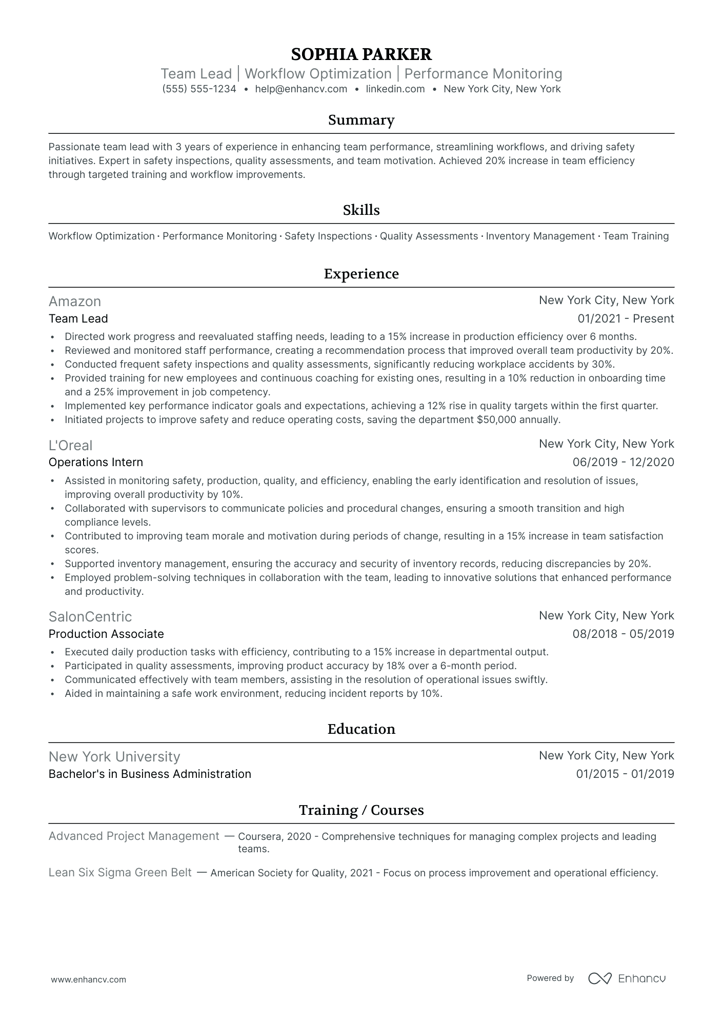 Senior Warehouse Lead resume example