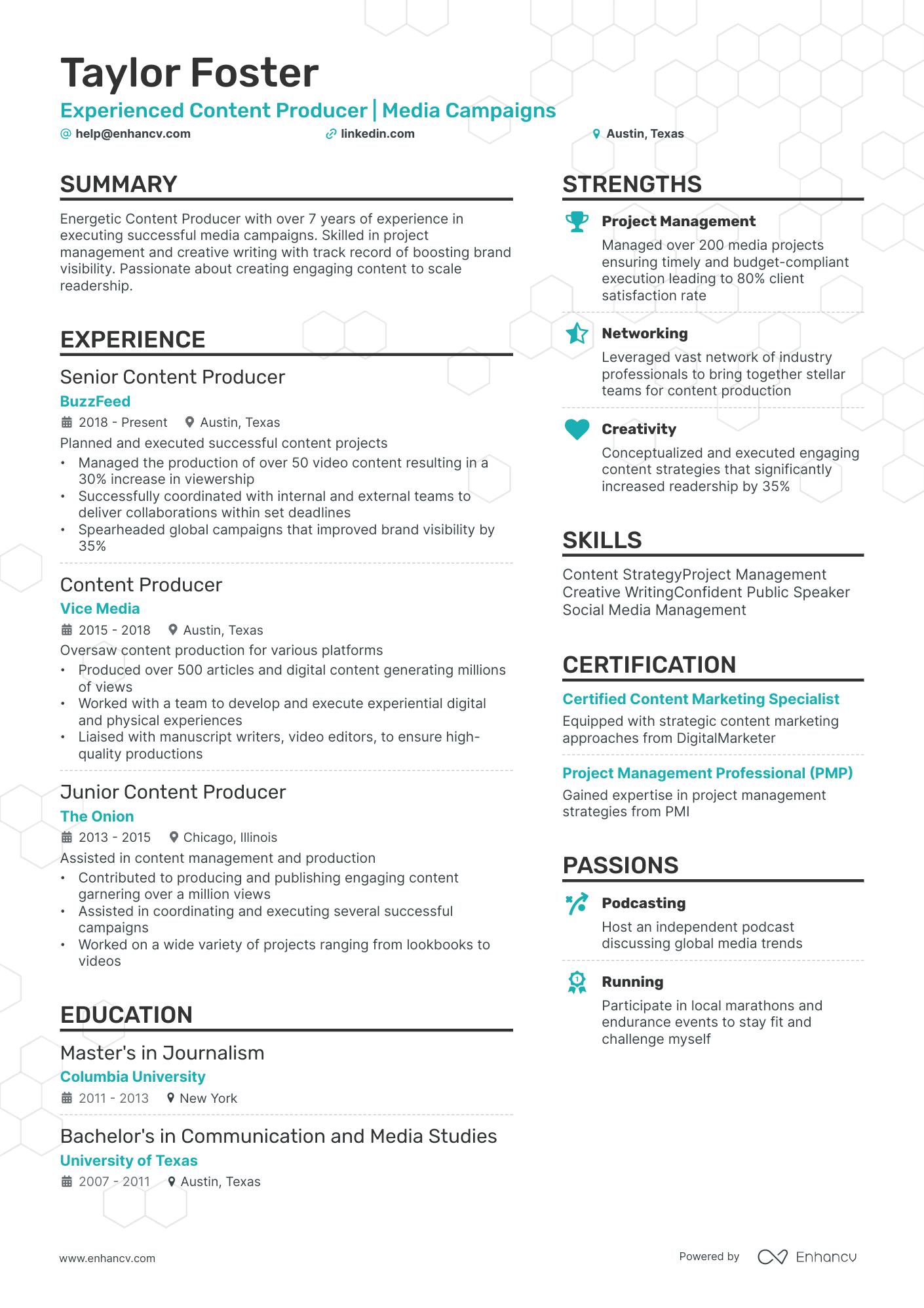 creative producer resume example