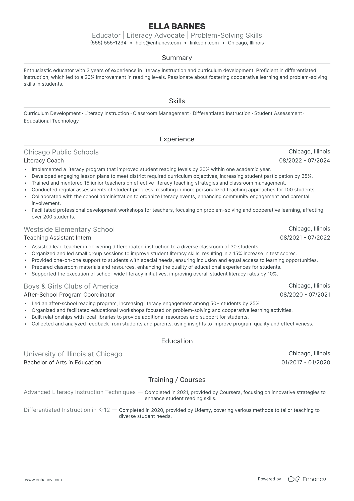 Substitute Art Teacher resume example