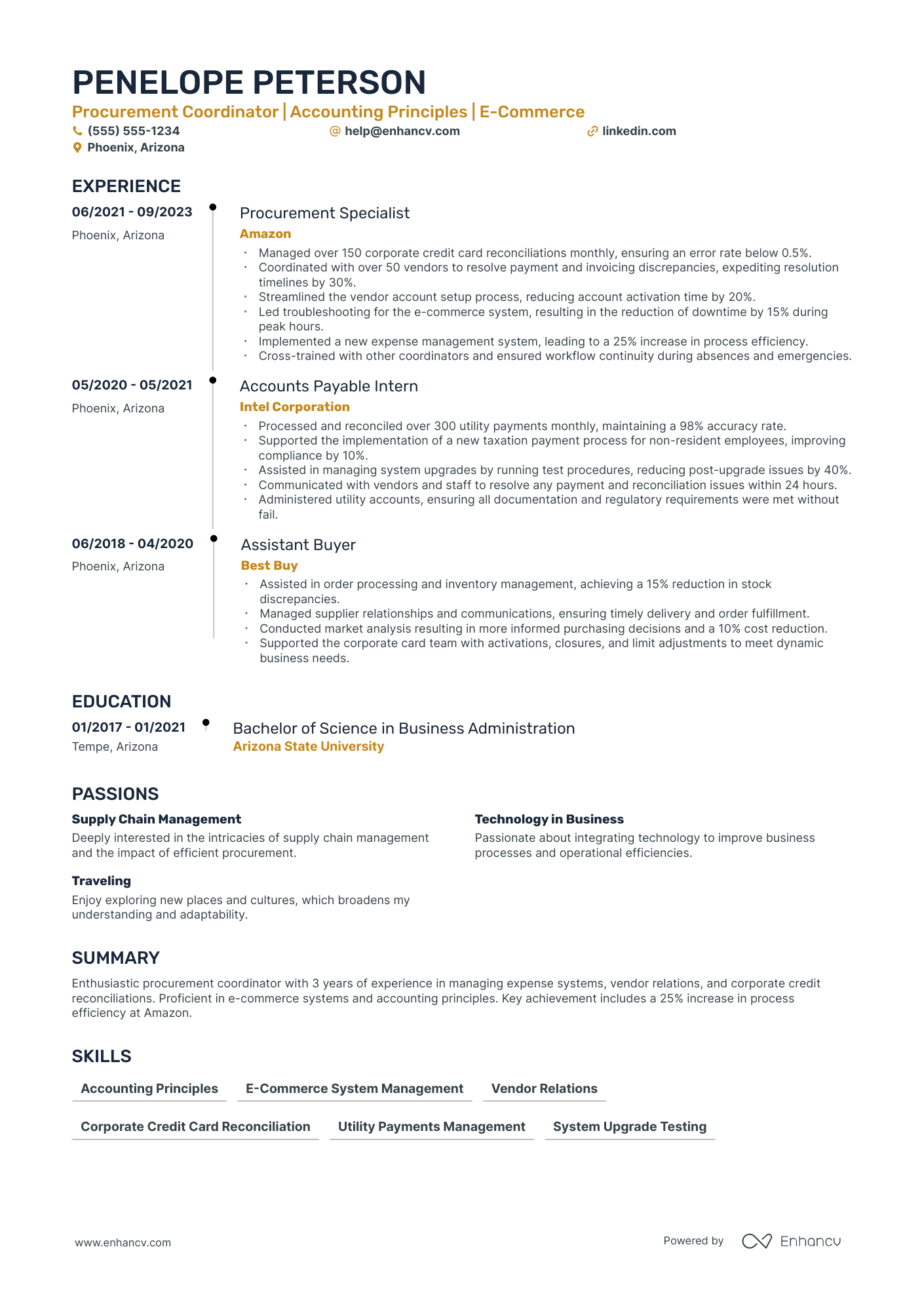 Procurement Coordinator resume example