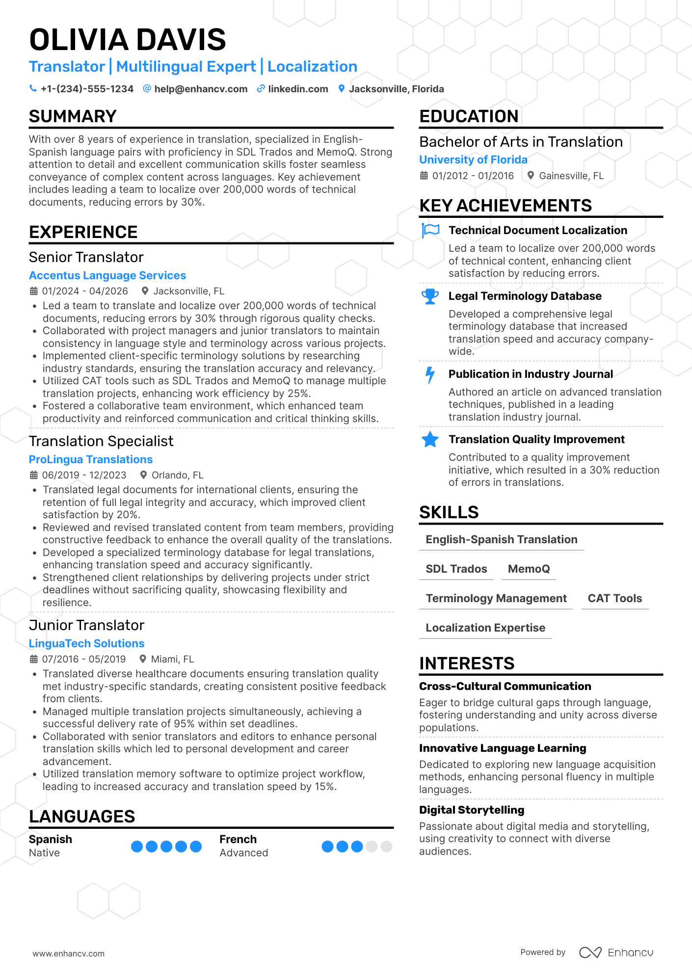 Translator resume example
