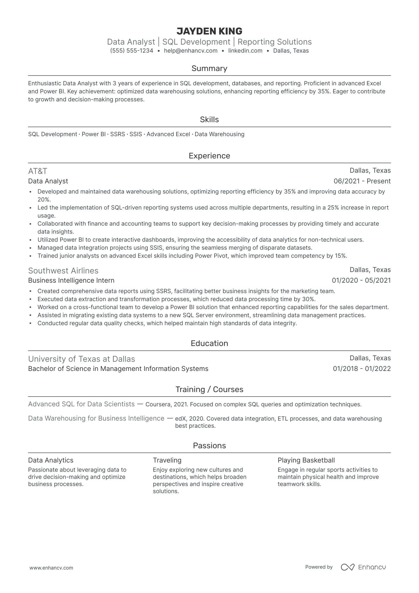 Business Systems Analyst resume example