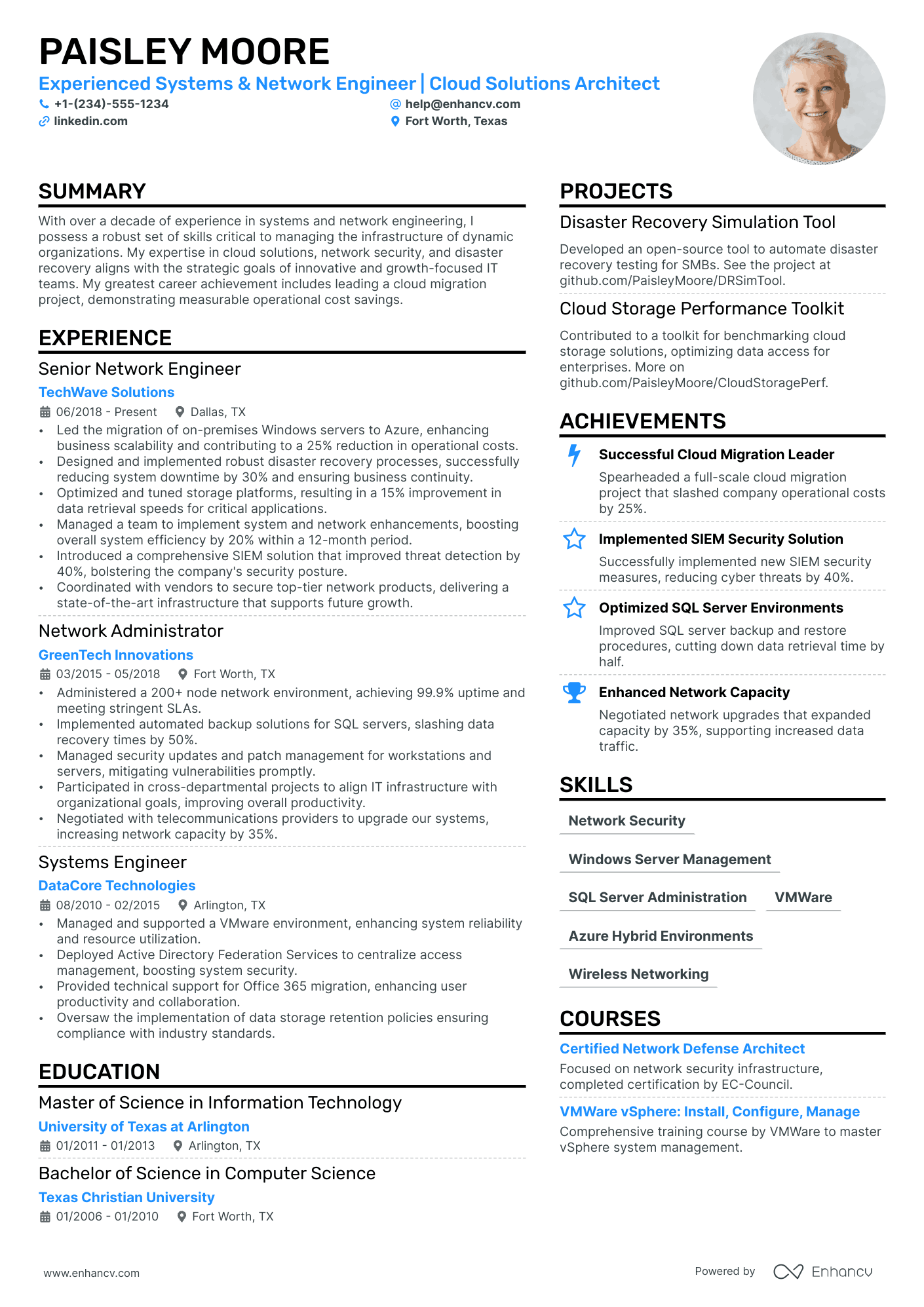 System And Network Engineer resume example