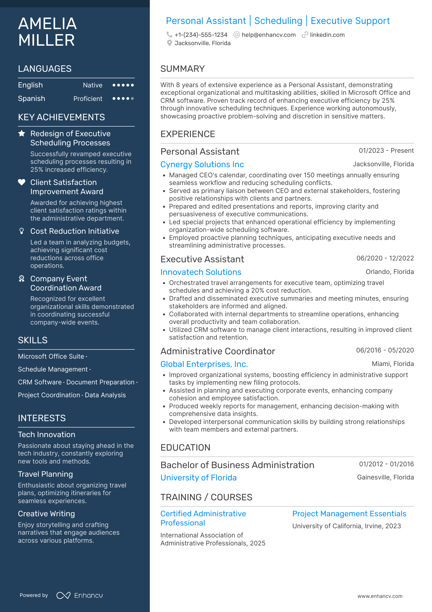 Personal Assistant resume example
