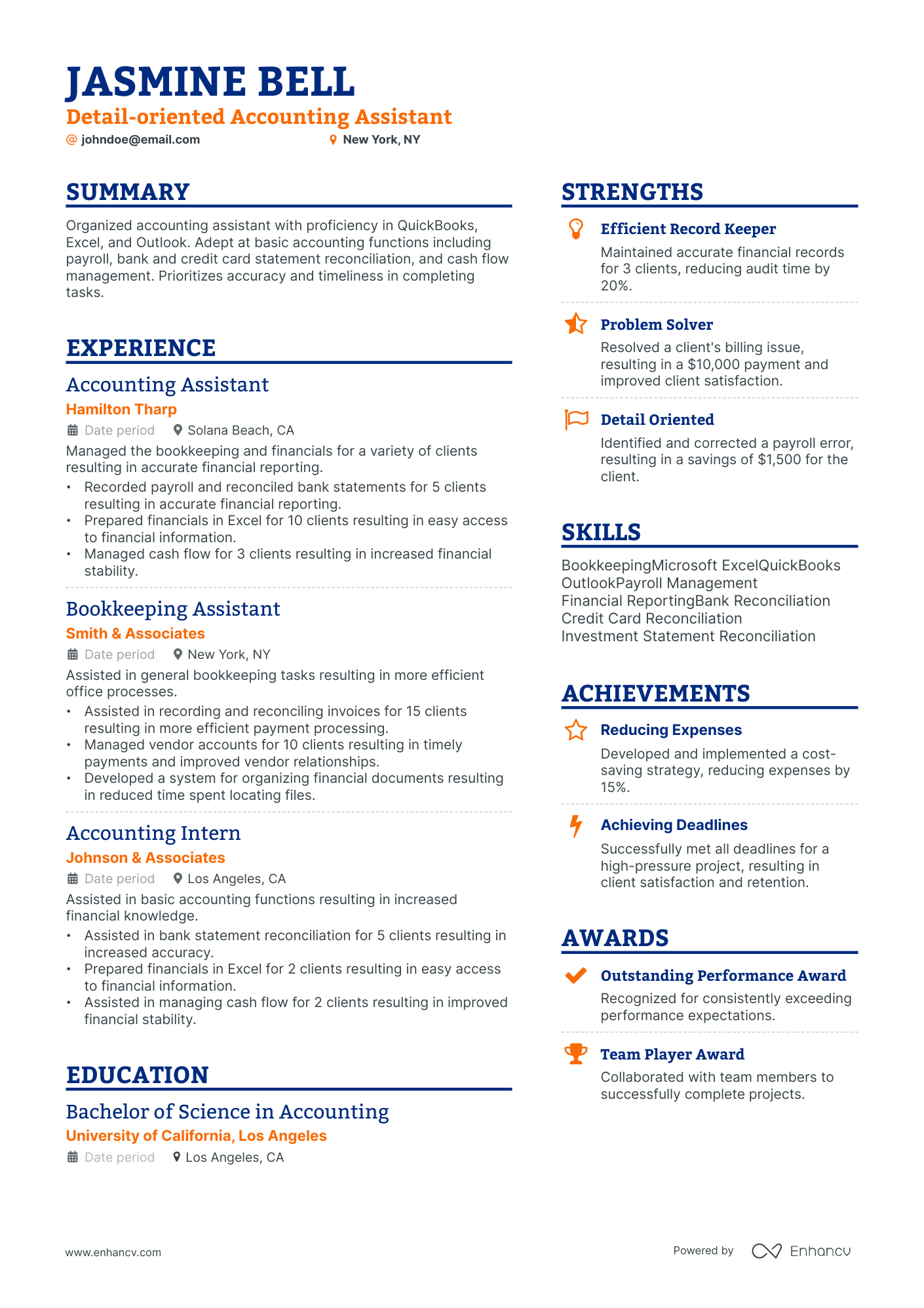 Accounting Assistant resume example