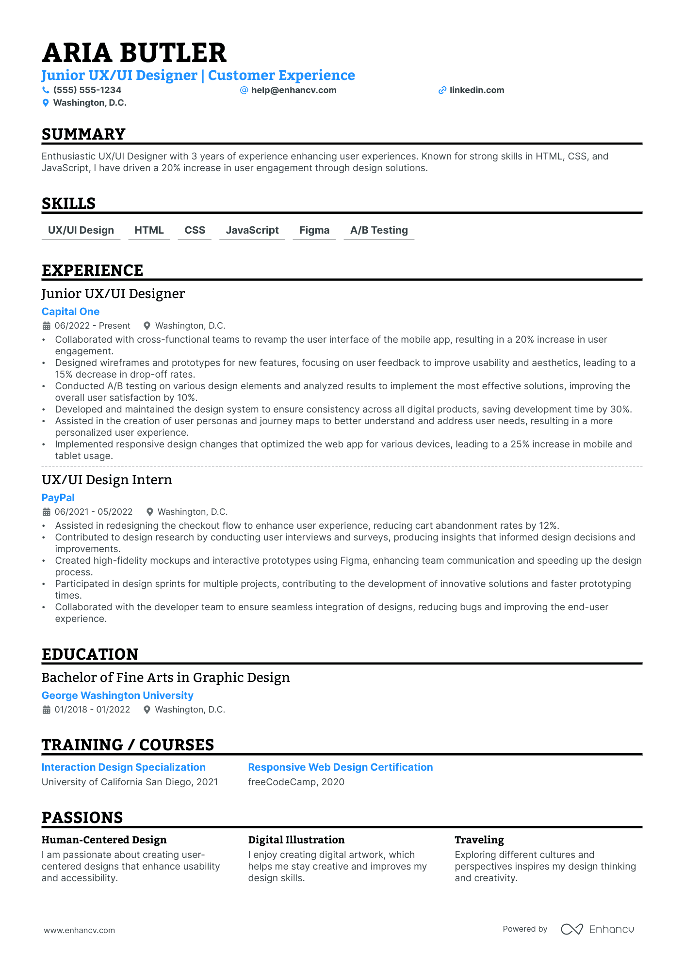 Lead UX Designer resume example