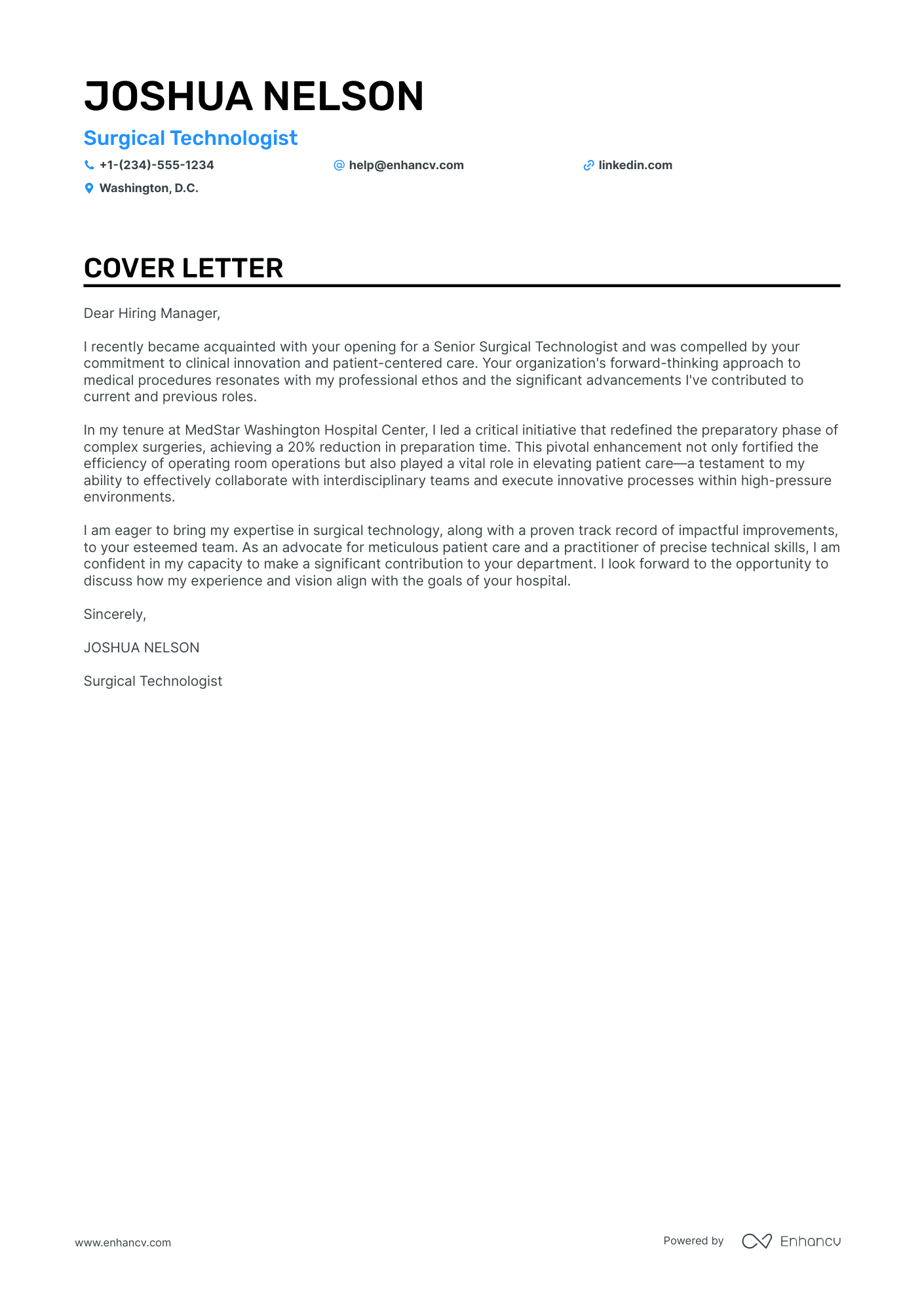 Surgical Tech cover letter