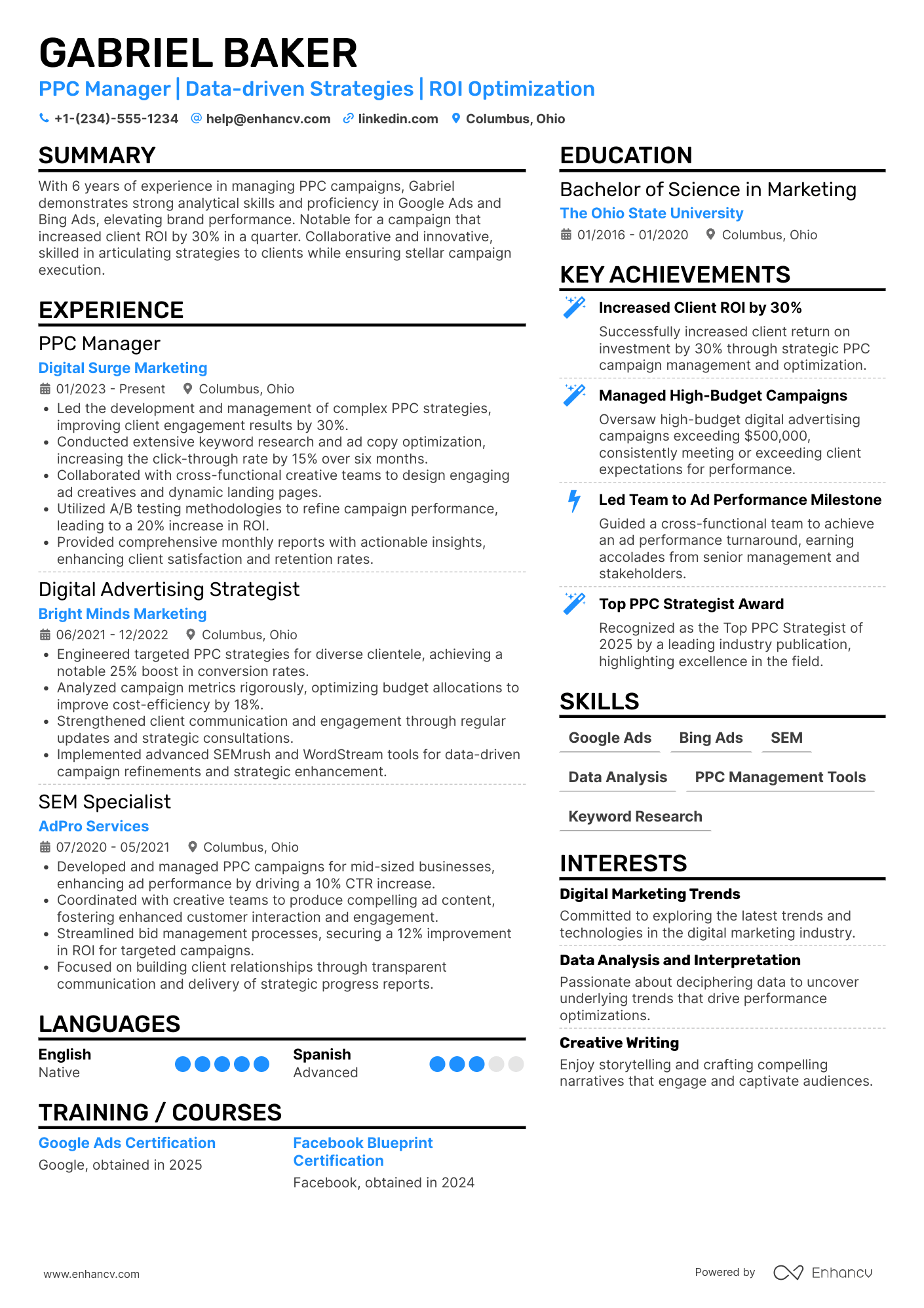PPC Manager resume example