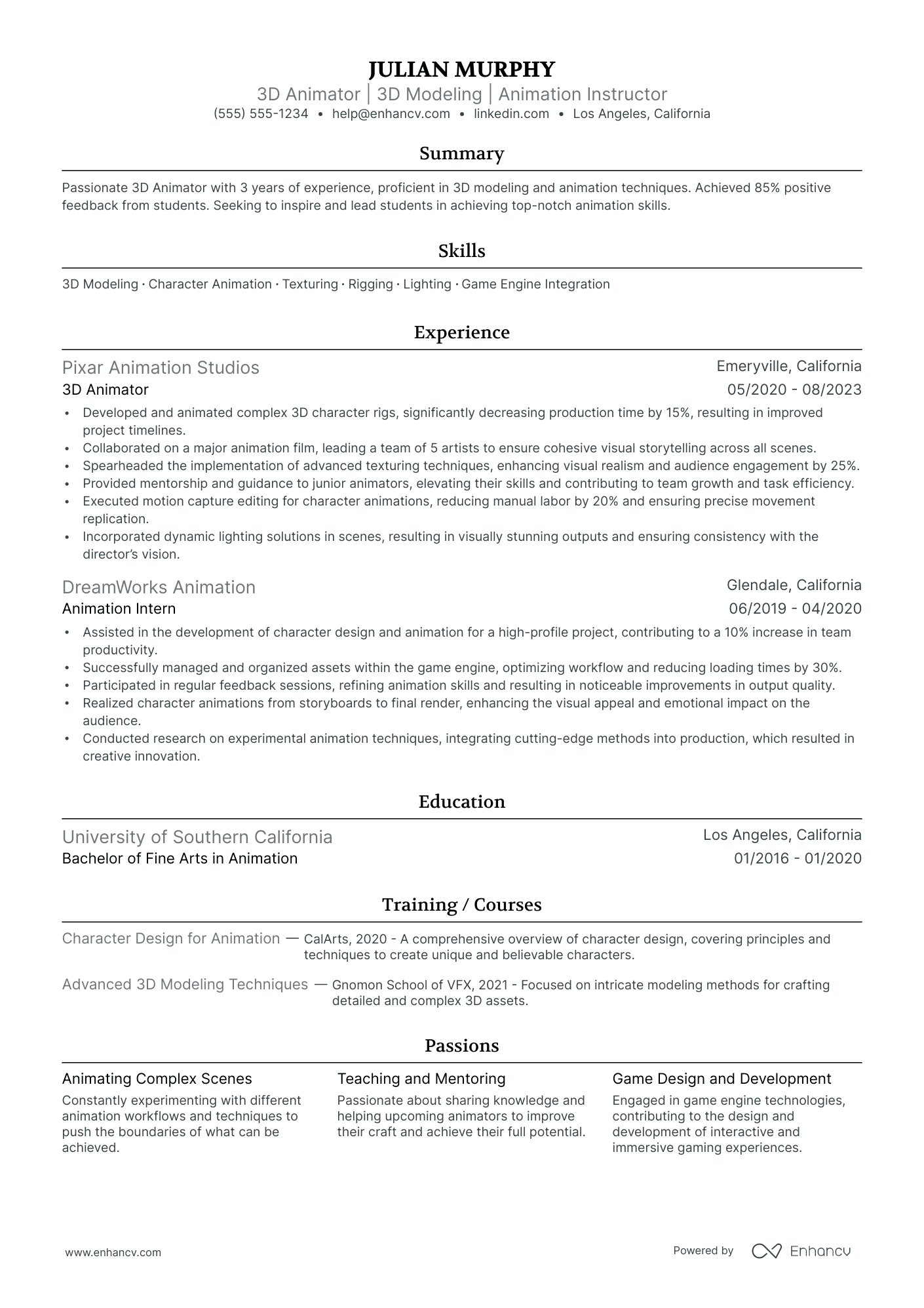 Animation Illustrator Resume Example Resume Example