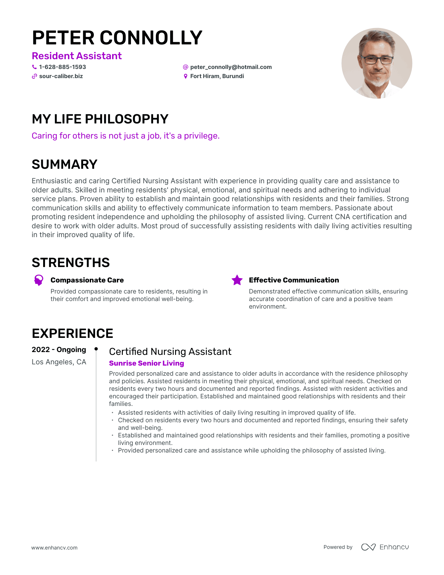 Creative Resident Assistant Resume Example