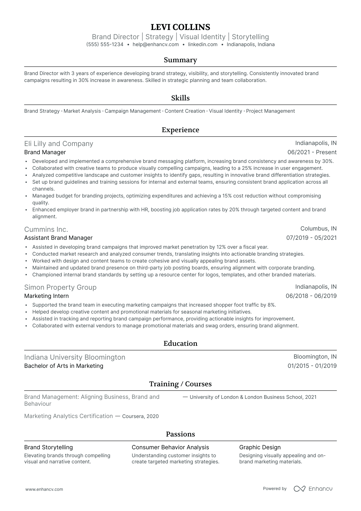 Creative Director of Branding resume example