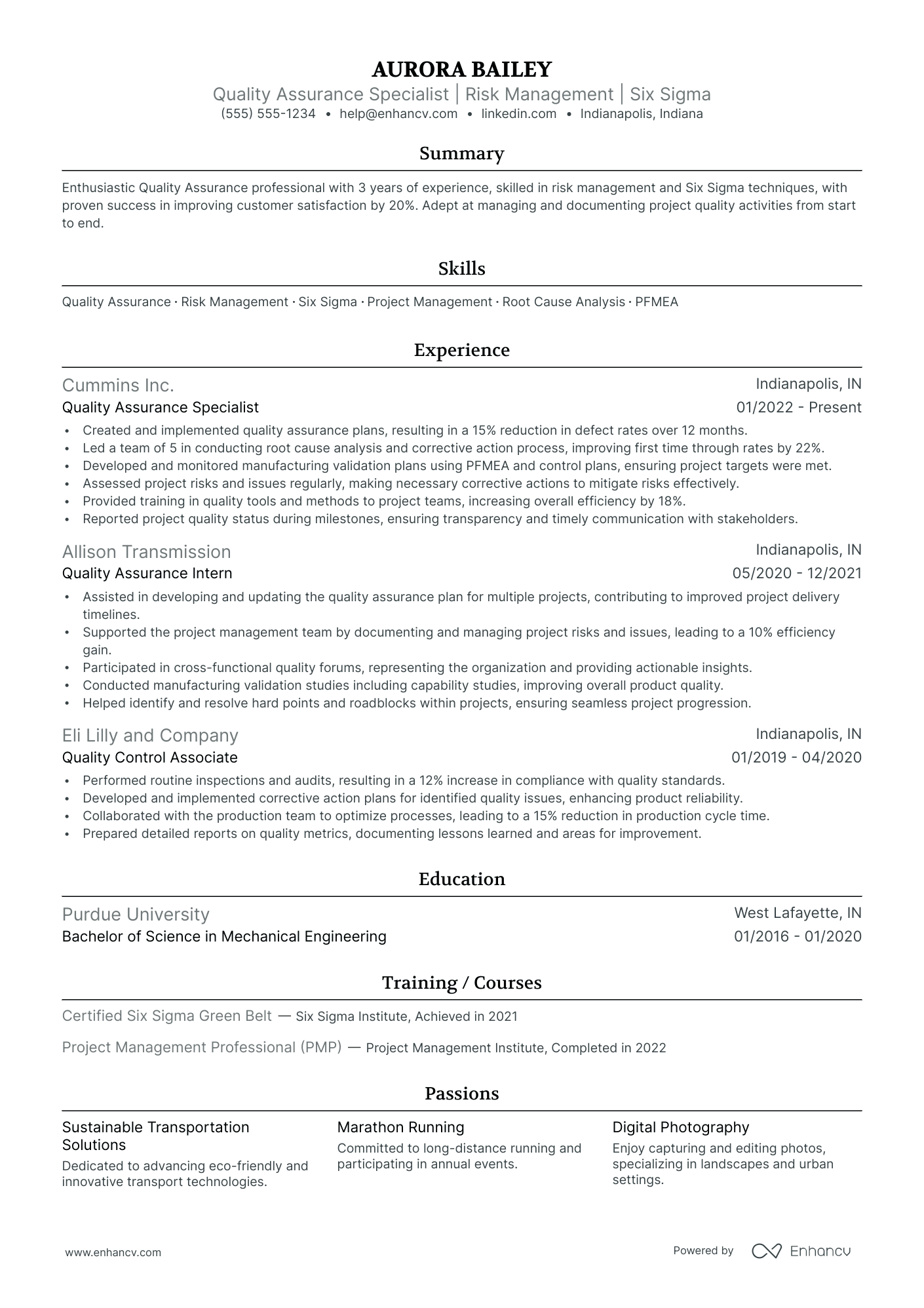 Quality Assurance Operations Manager resume example