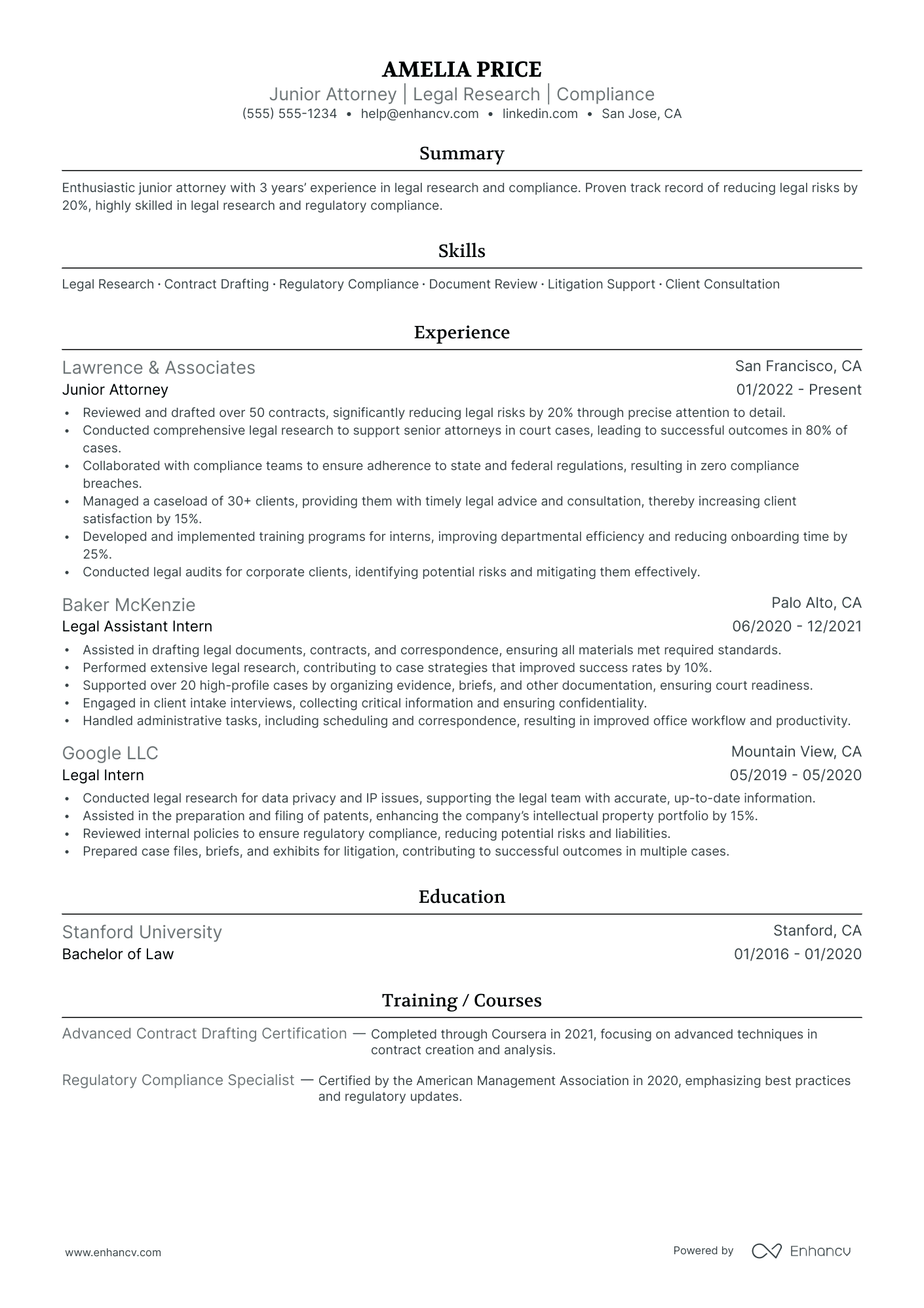 Senior Lawyer resume example