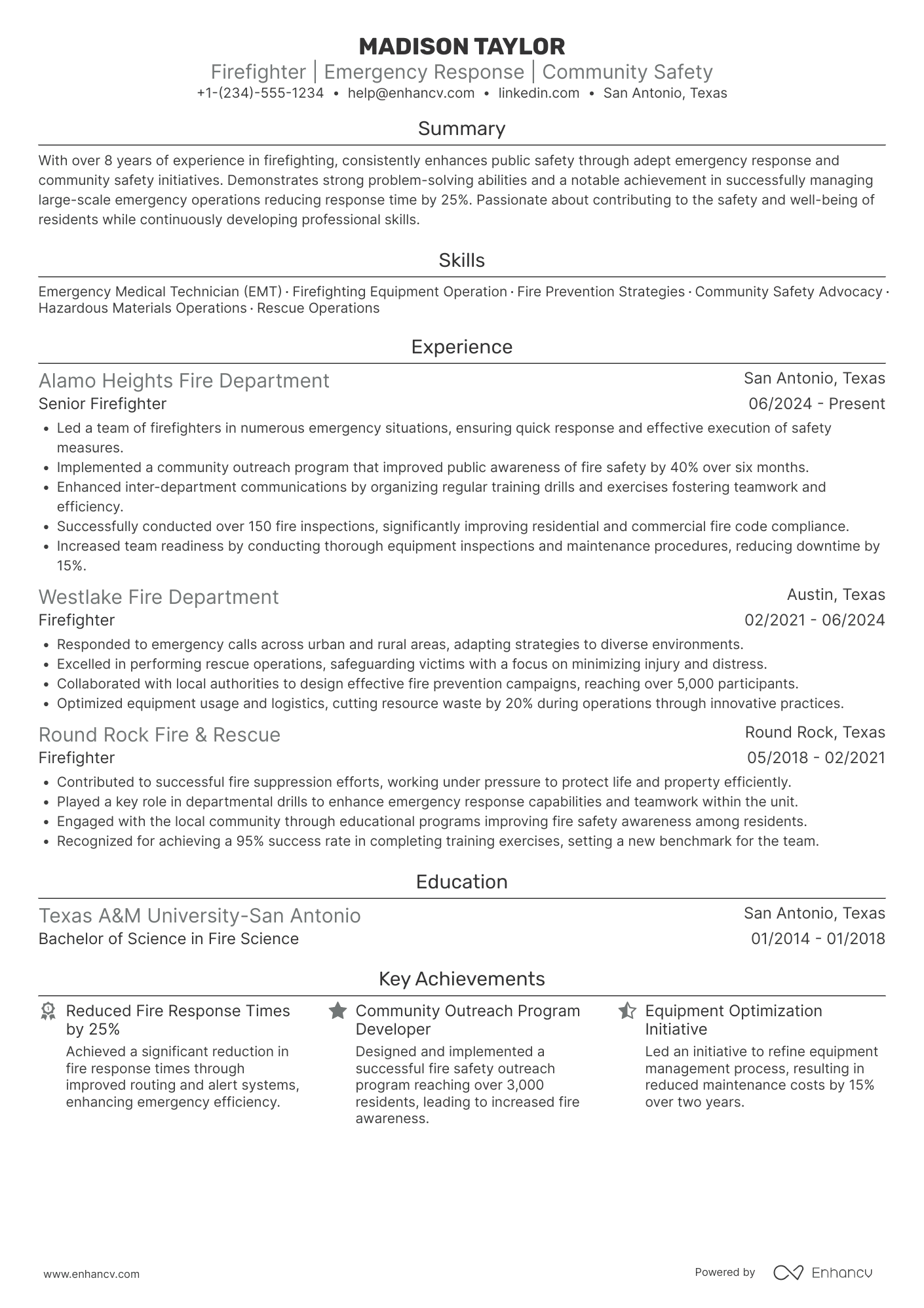 Firefighter resume example