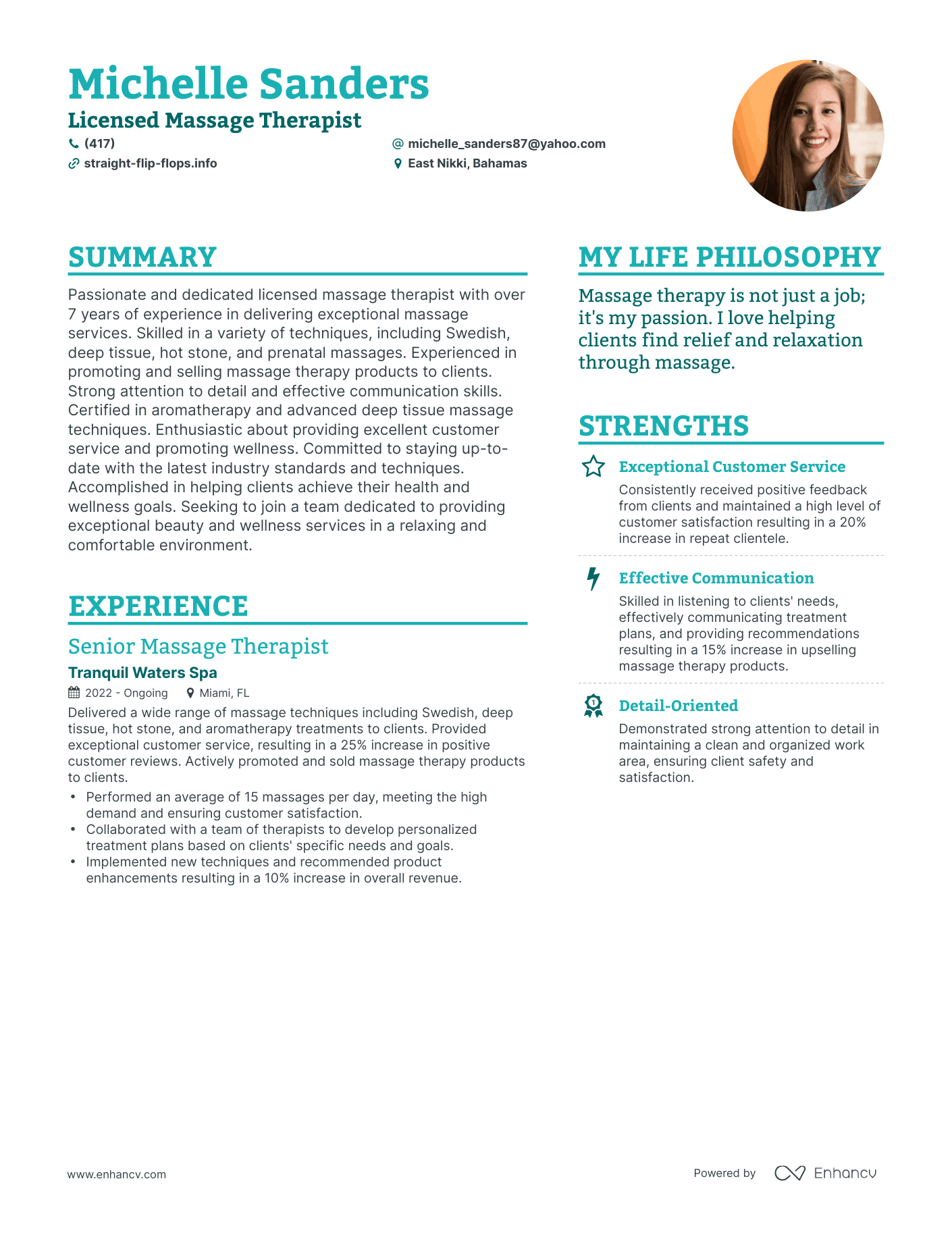 Licensed Massage Therapist resume example