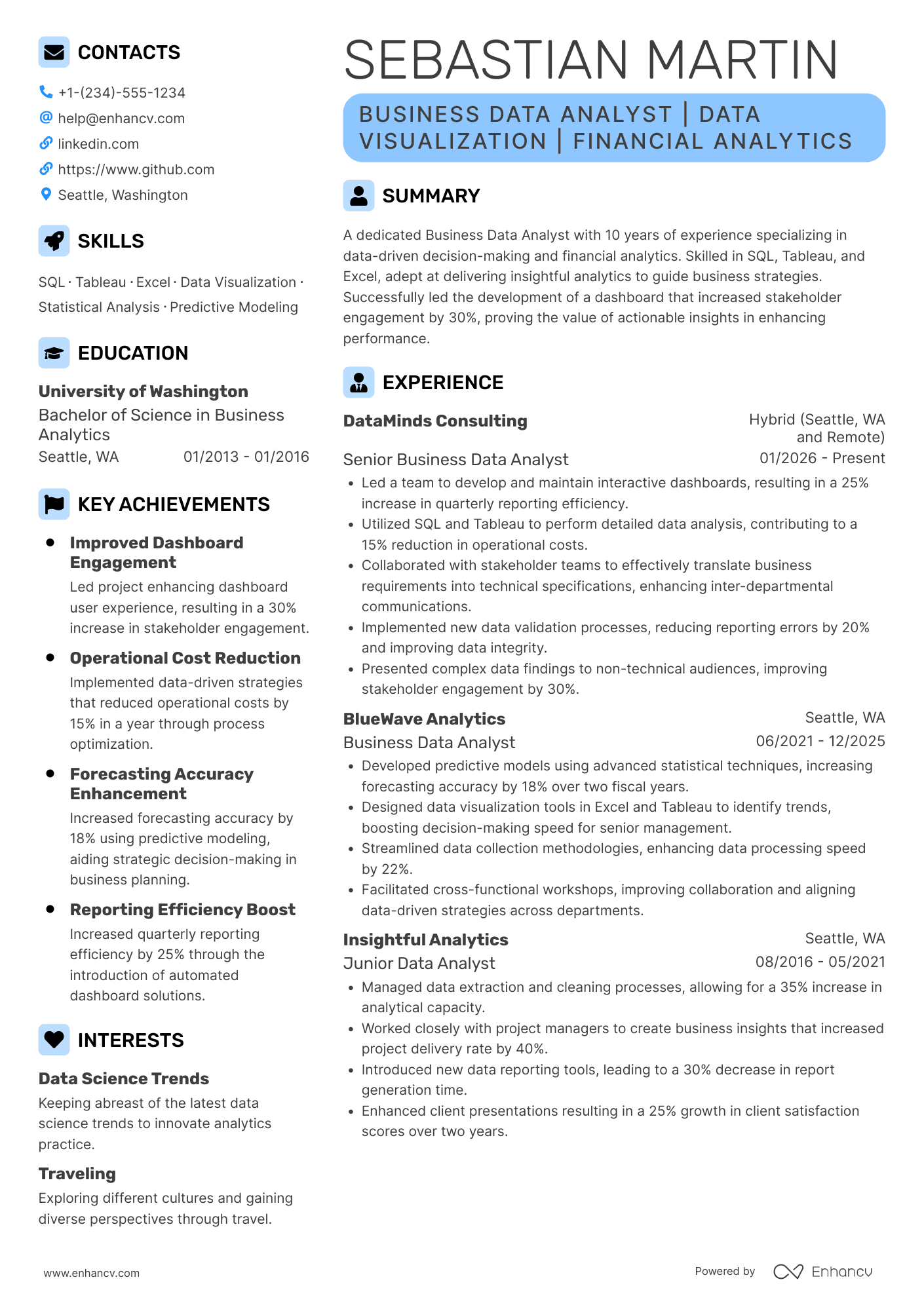 Business Data Analyst resume example