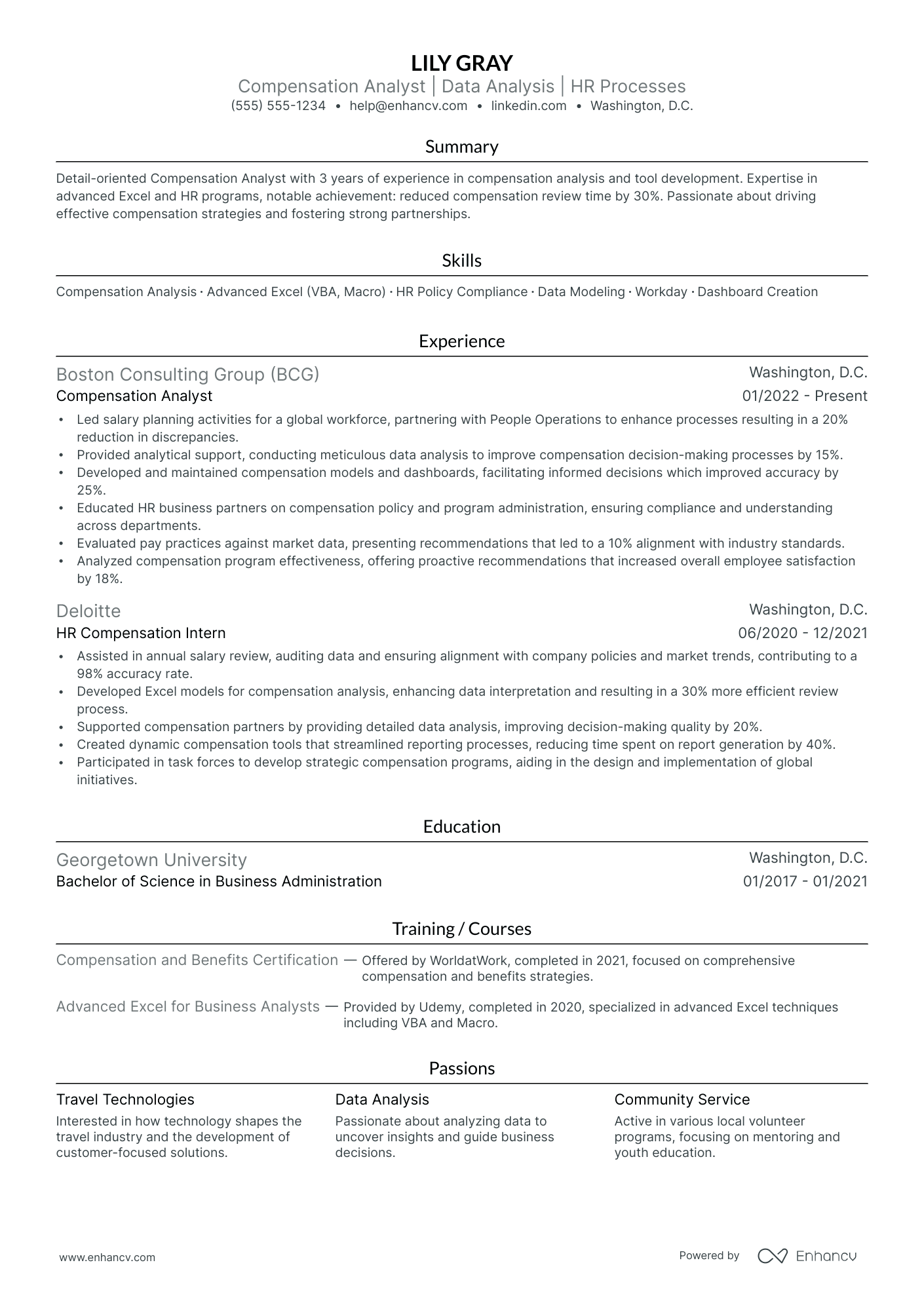 Senior Compensation Analyst resume example