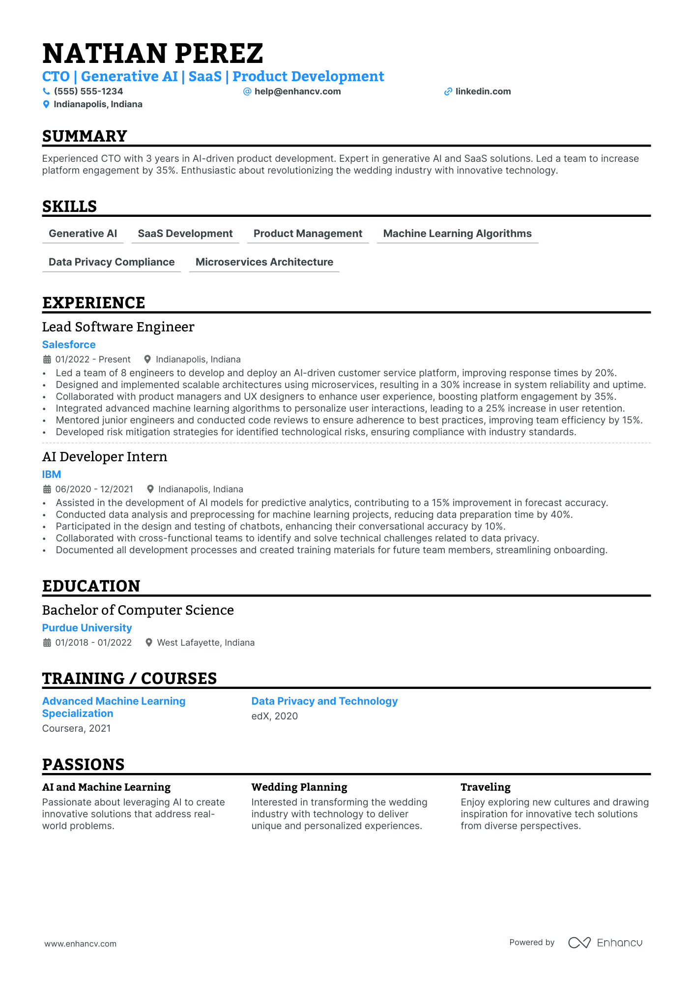 Chief Technology Officer resume example