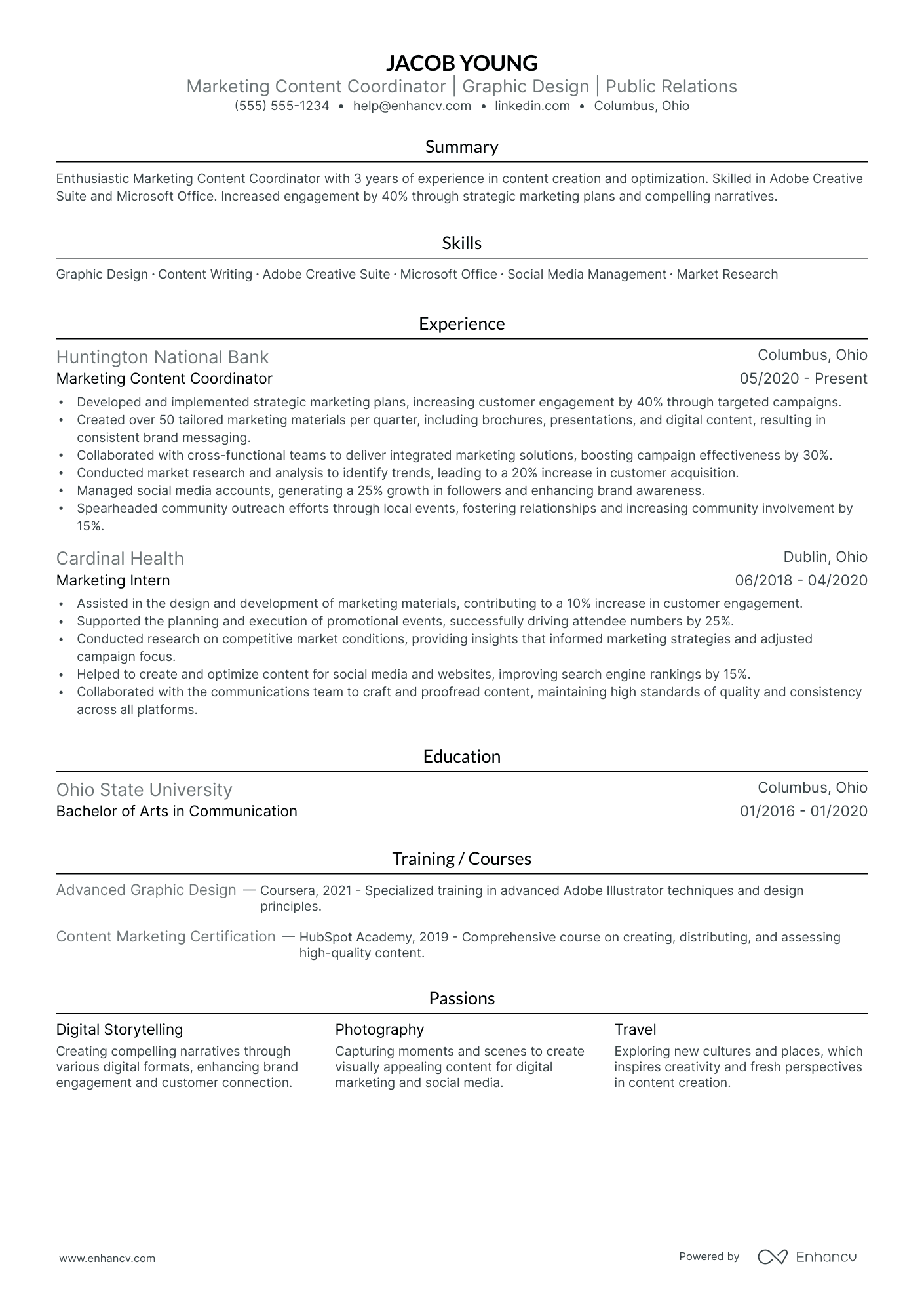 Content Marketing Coordinator resume example