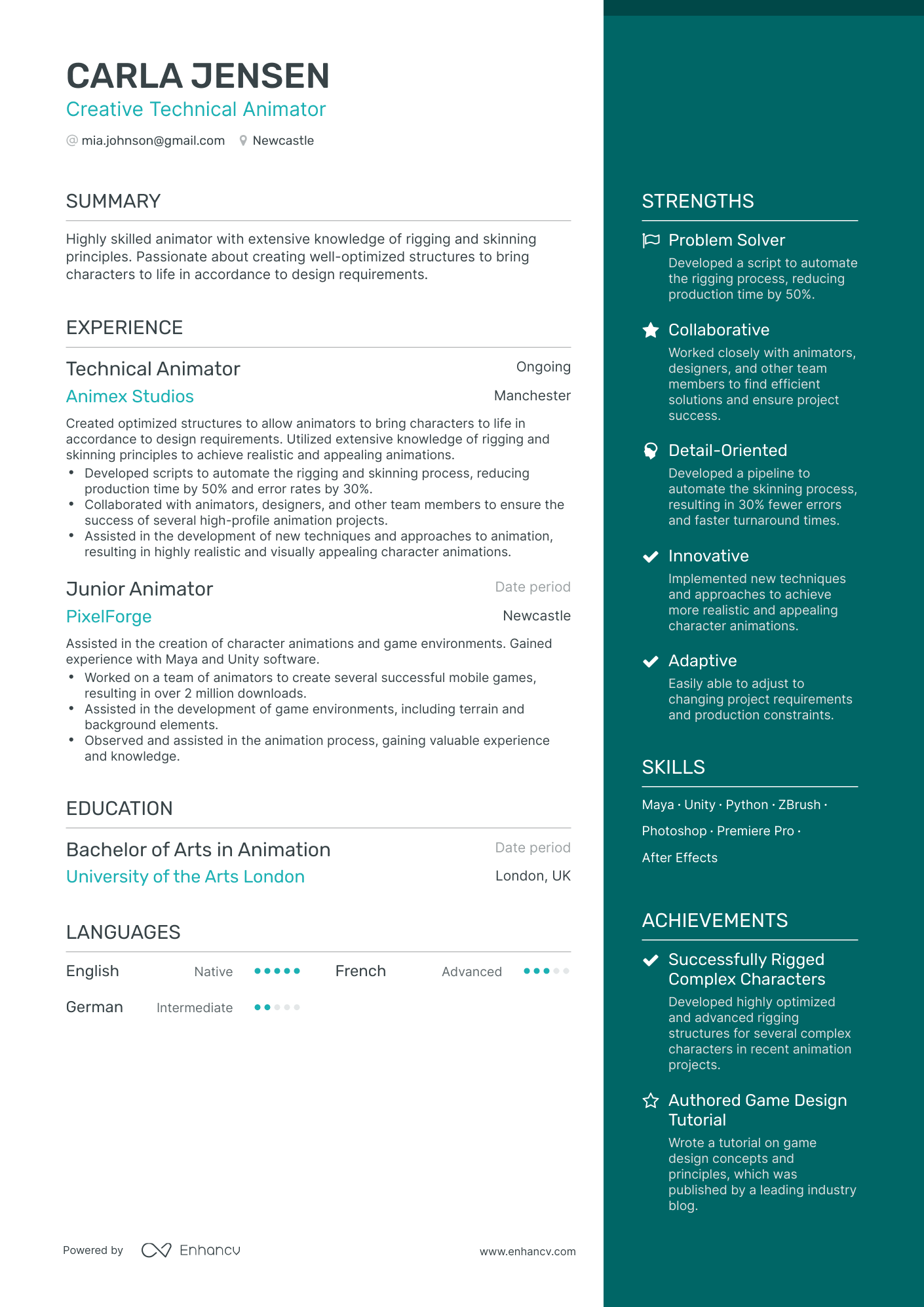 3 Animator CV Examples for 2023