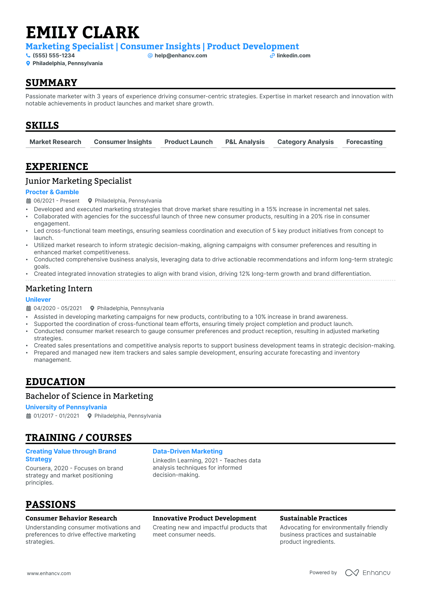 Product Innovation Manager resume example