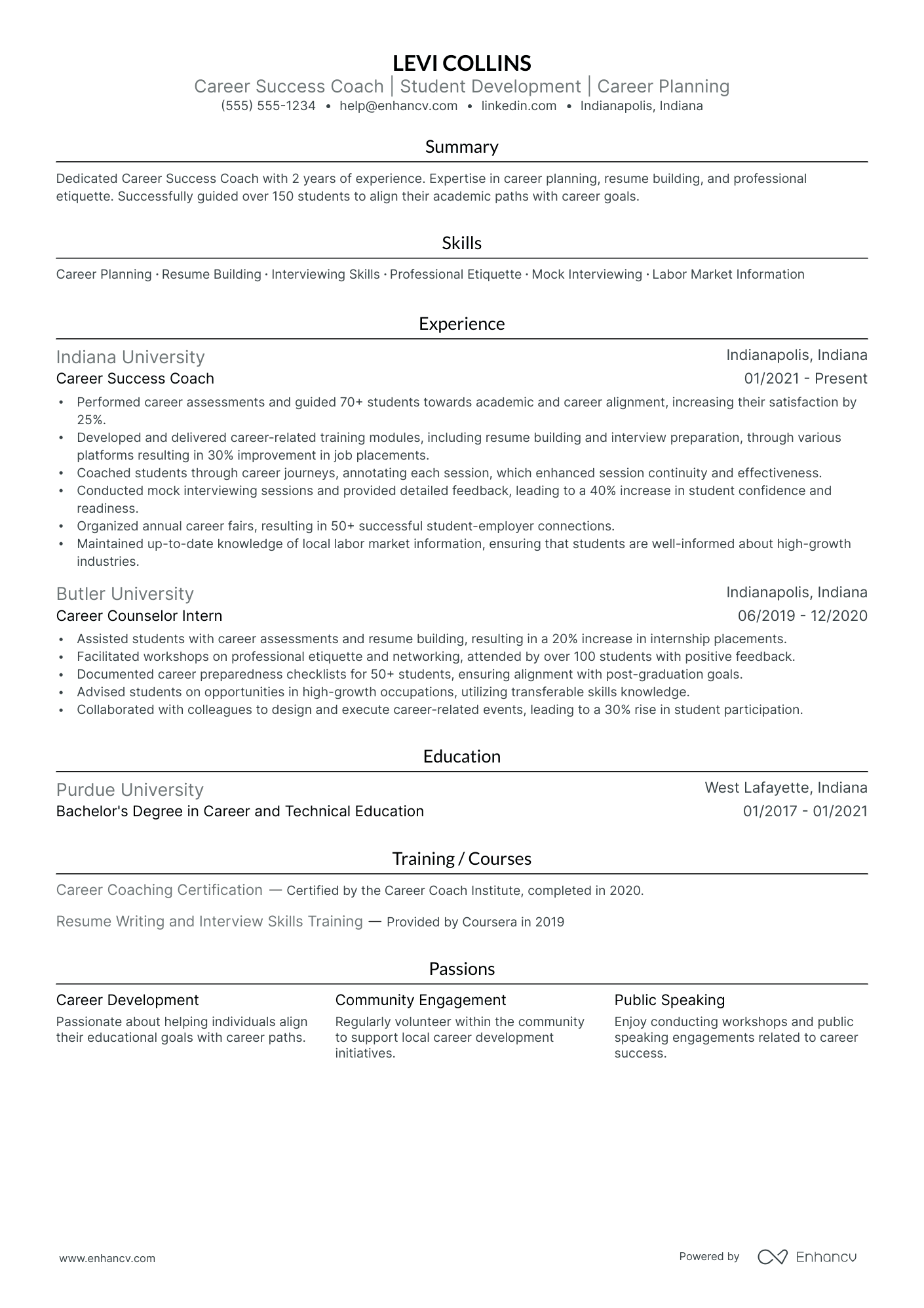 Career Development Coach Resume Example Resume Example