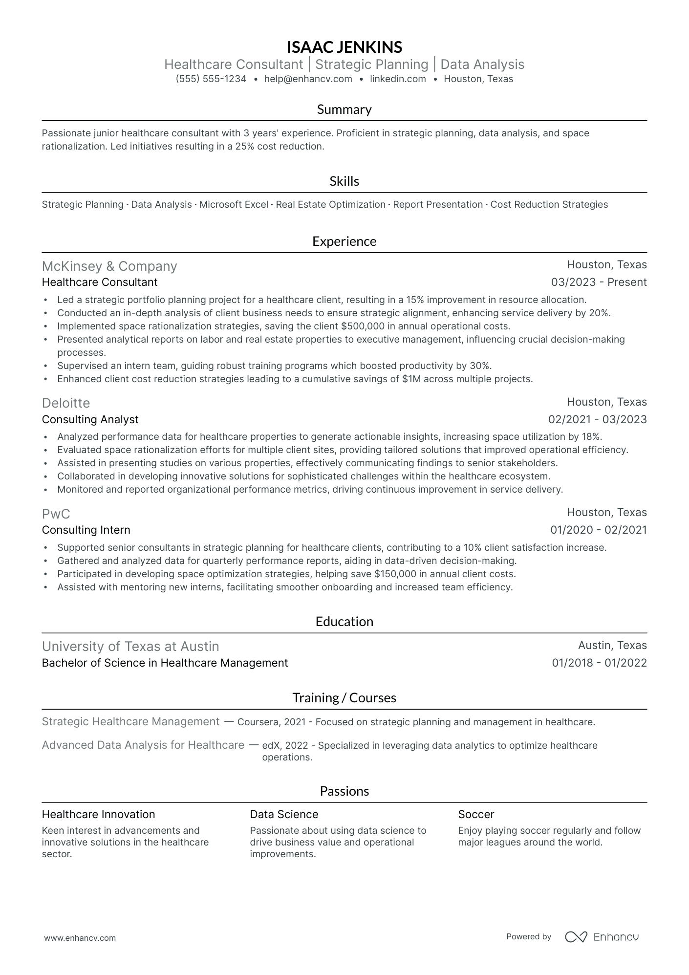 Consulting resume example