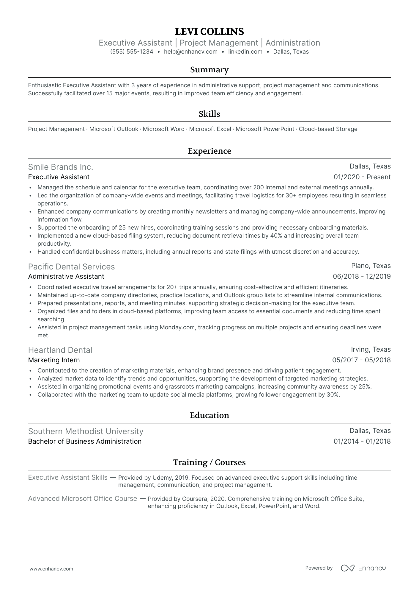 Senior Executive Assistant resume example