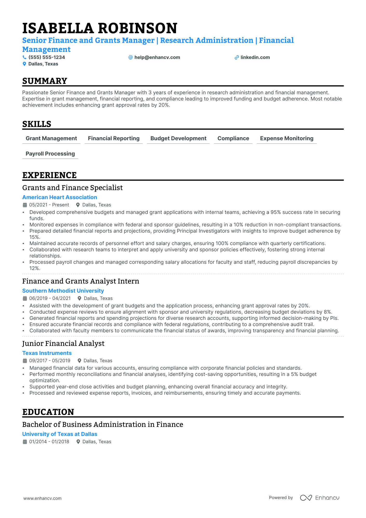 Senior Grants Manager Resume Example Resume Example