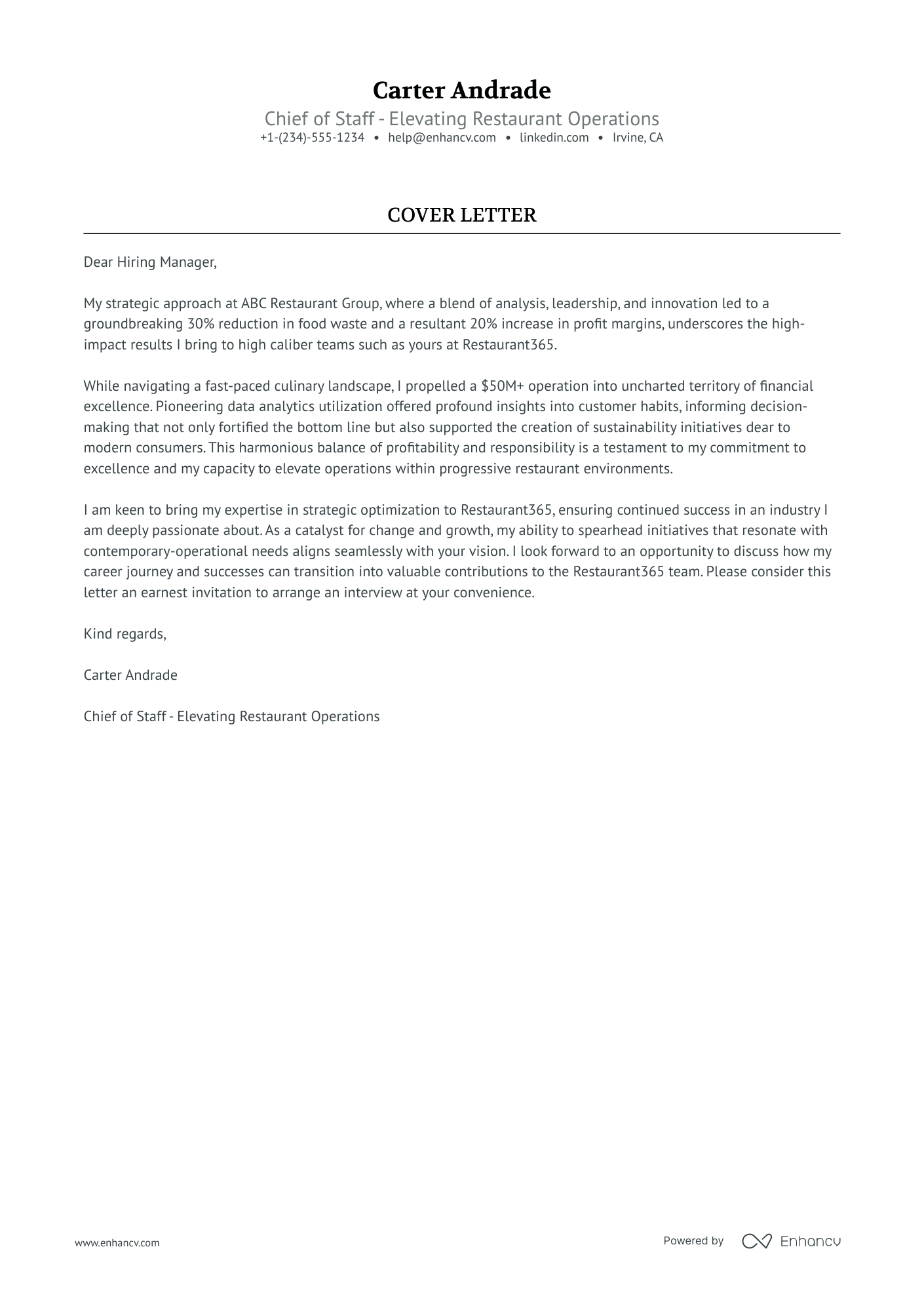 Chief Of Staff cover letter