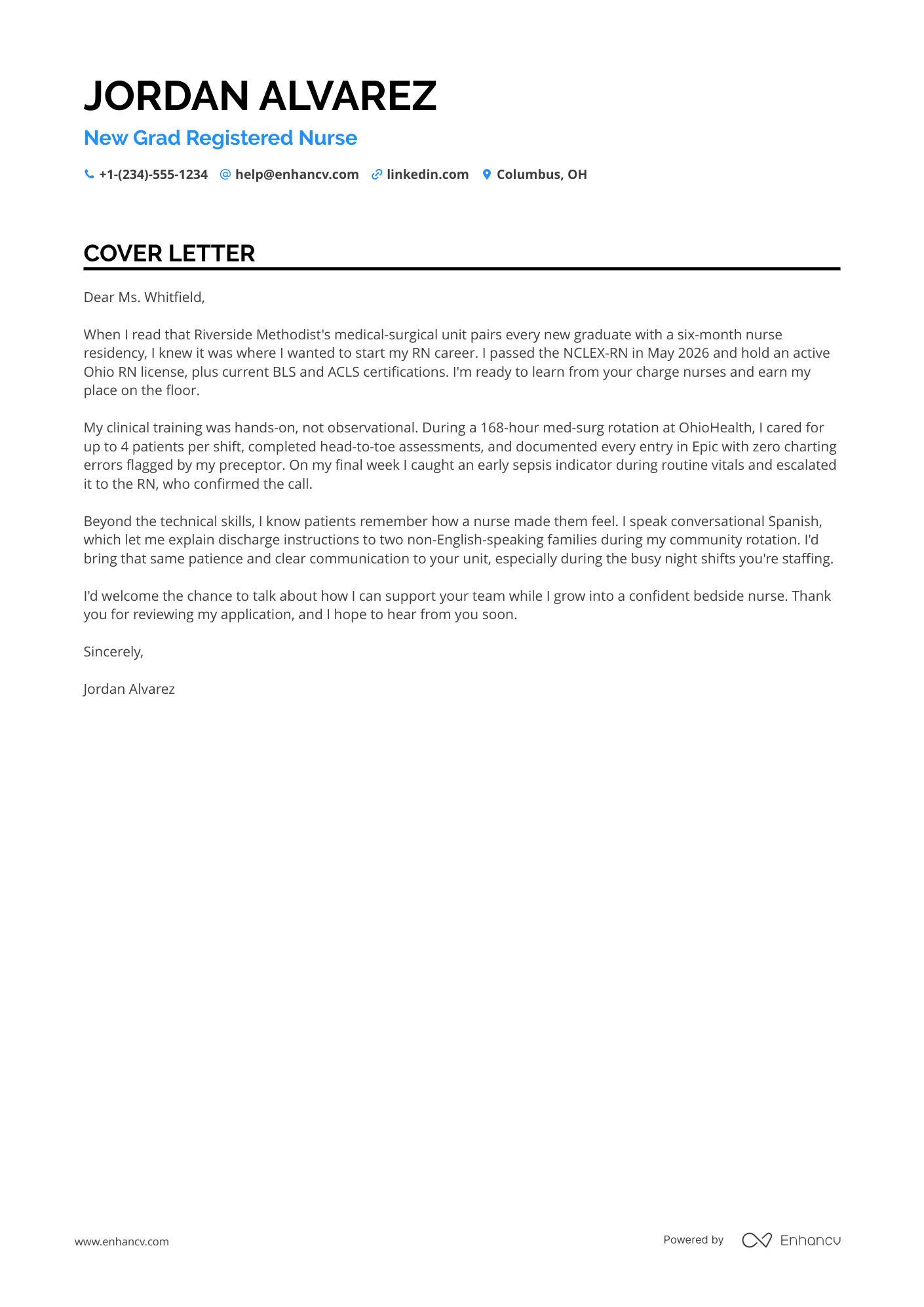 Entry Level Nurse cover letter