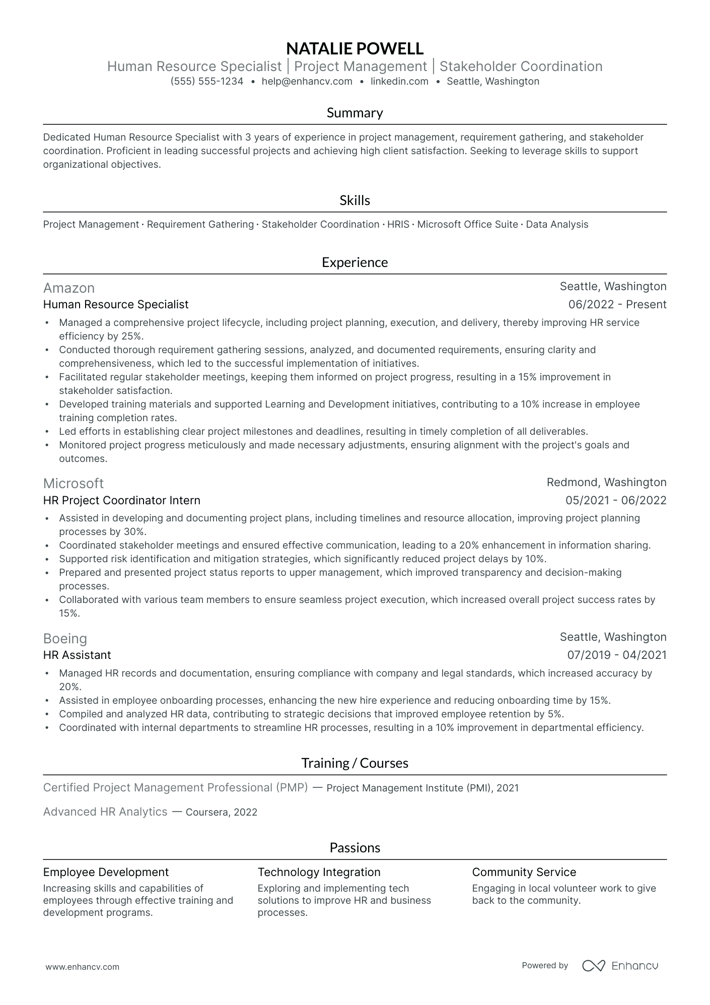 HR Team Lead resume example