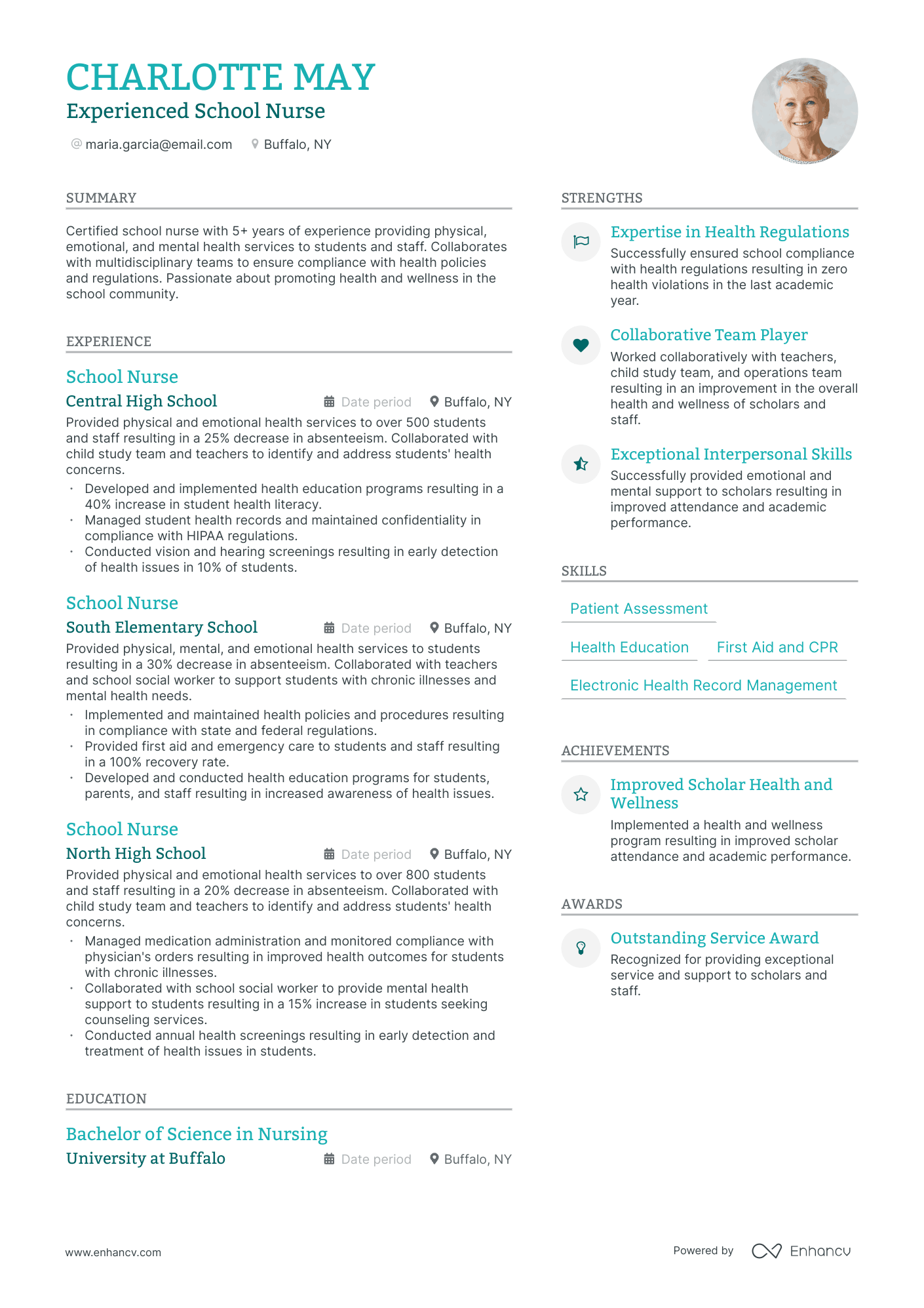 school nurse resume example