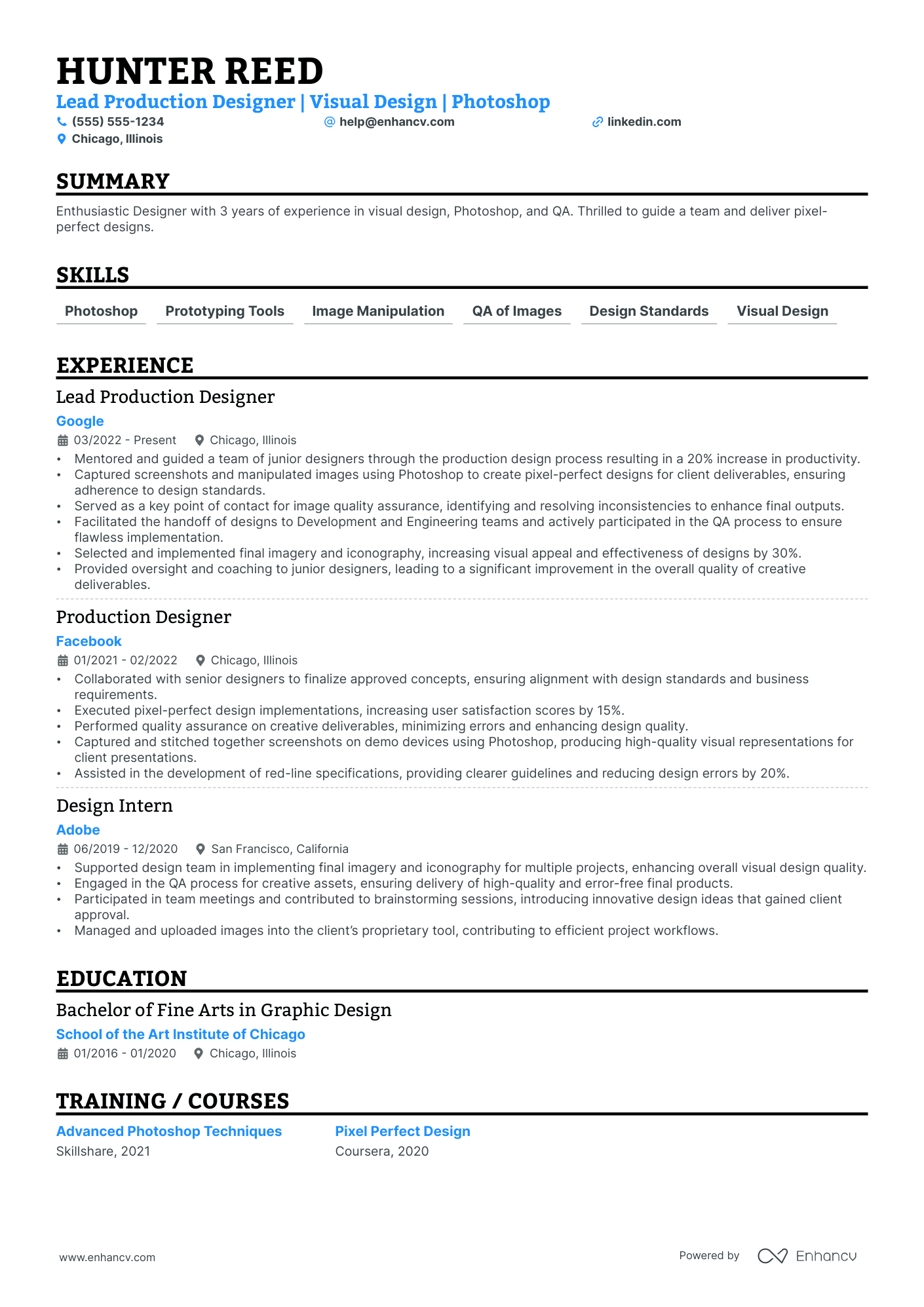 Digital Production Manager resume example