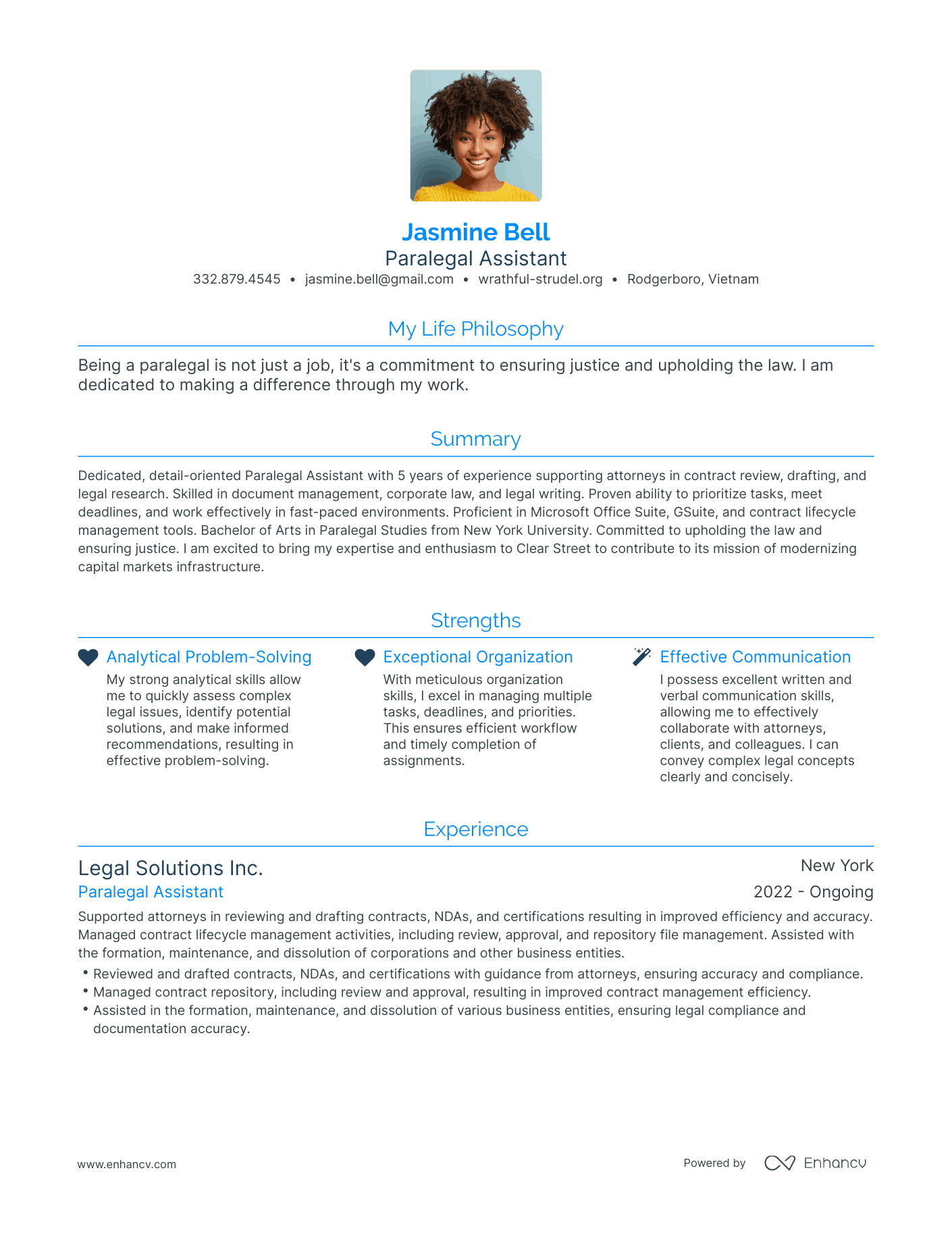 Modern Paralegal Assistant Resume Example