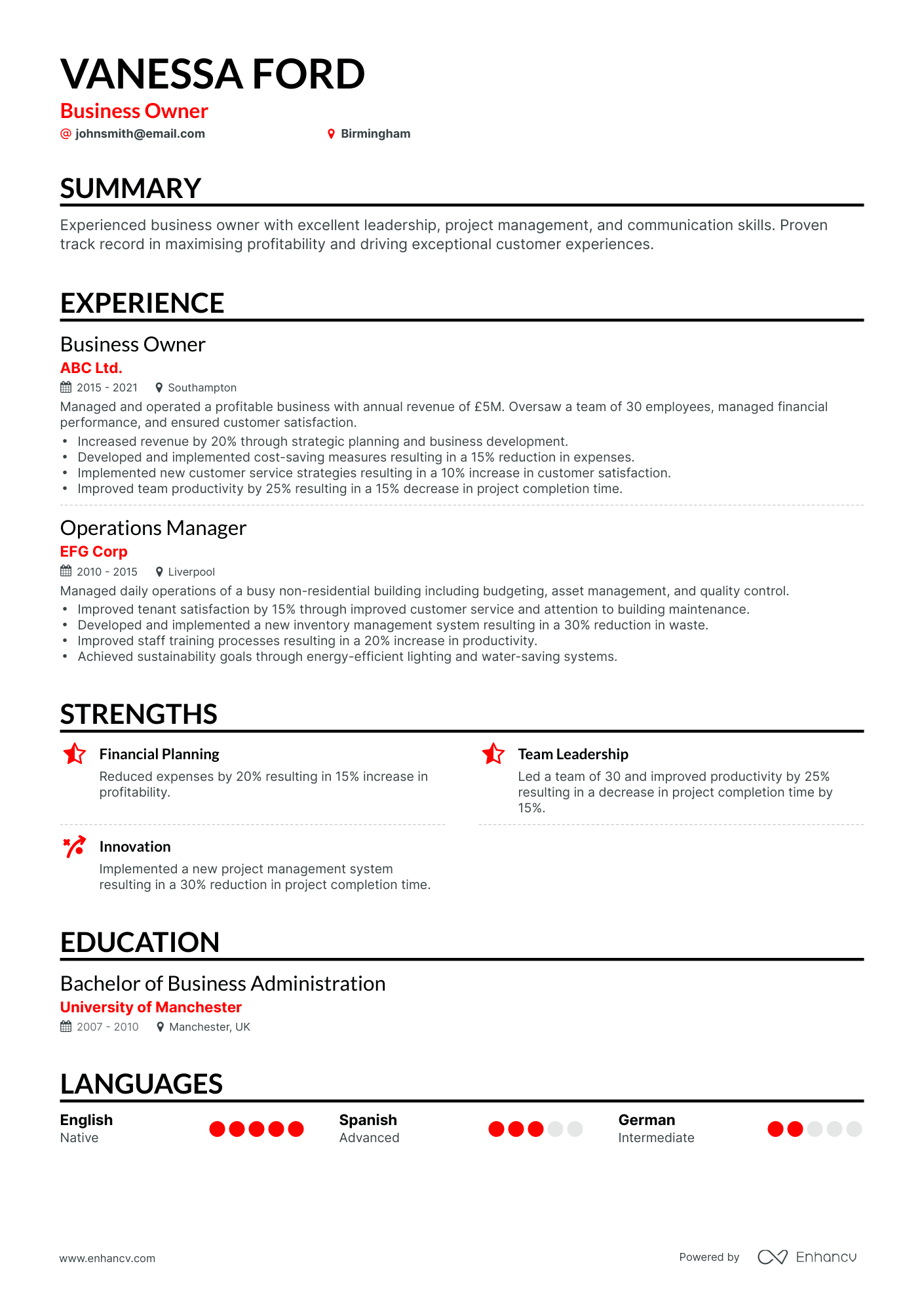 3 Business Owner CV Examples for 2023