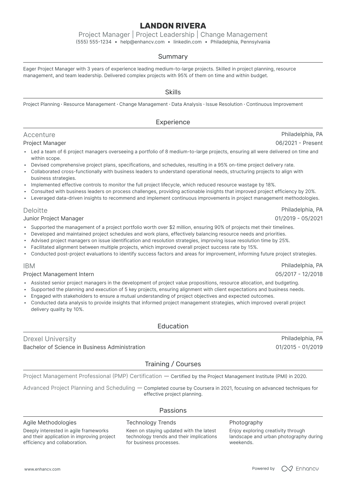 Project Management Team Lead resume example