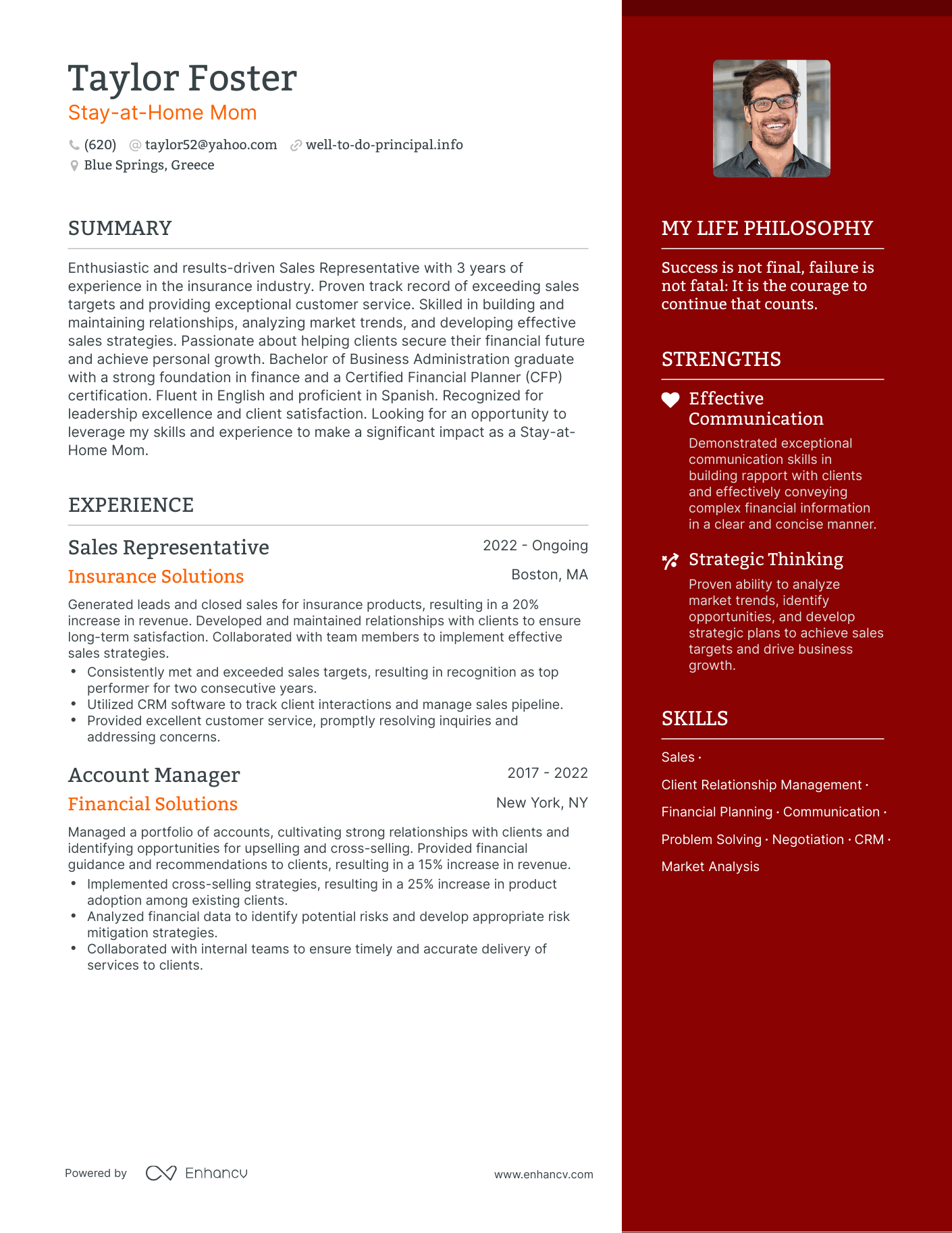 Stay-at-Home Mom resume example