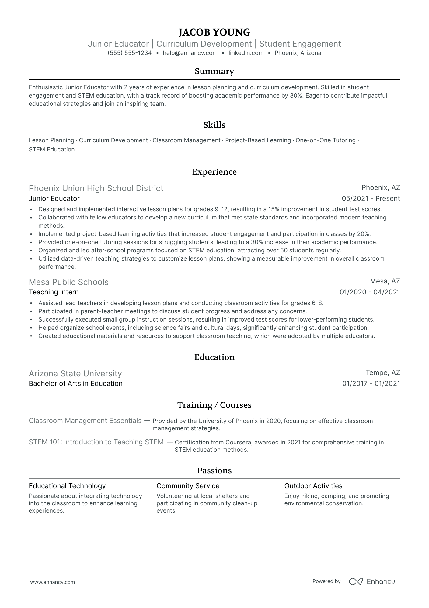 Certified Substitute Teacher resume example