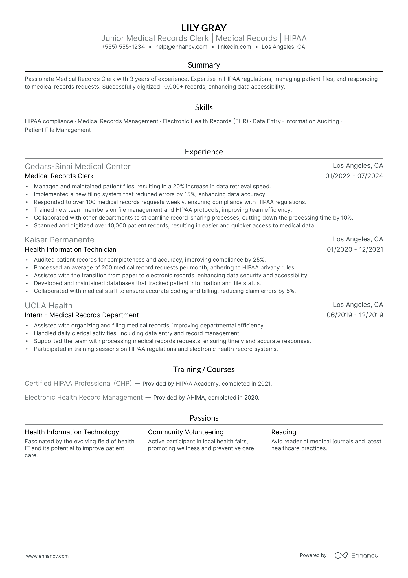 Medical File Clerk Resume Example Resume Example