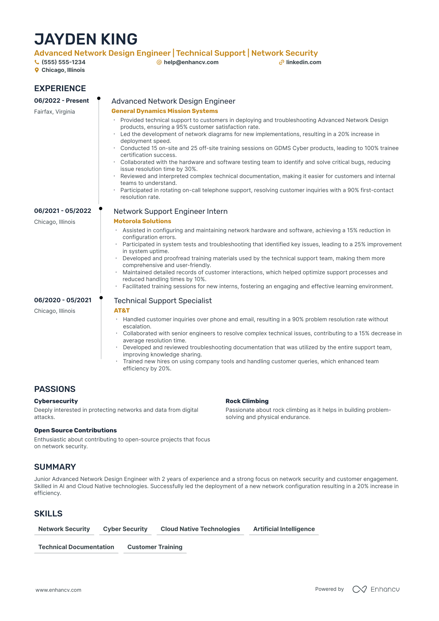 Network Design Engineer resume example