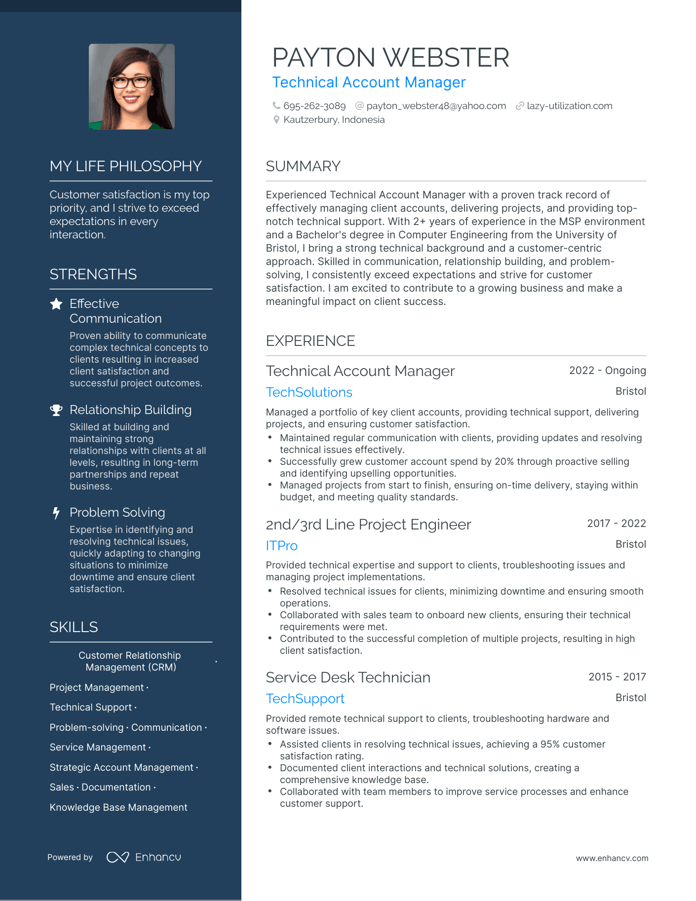 Creative Technical Account Manager Resume Example