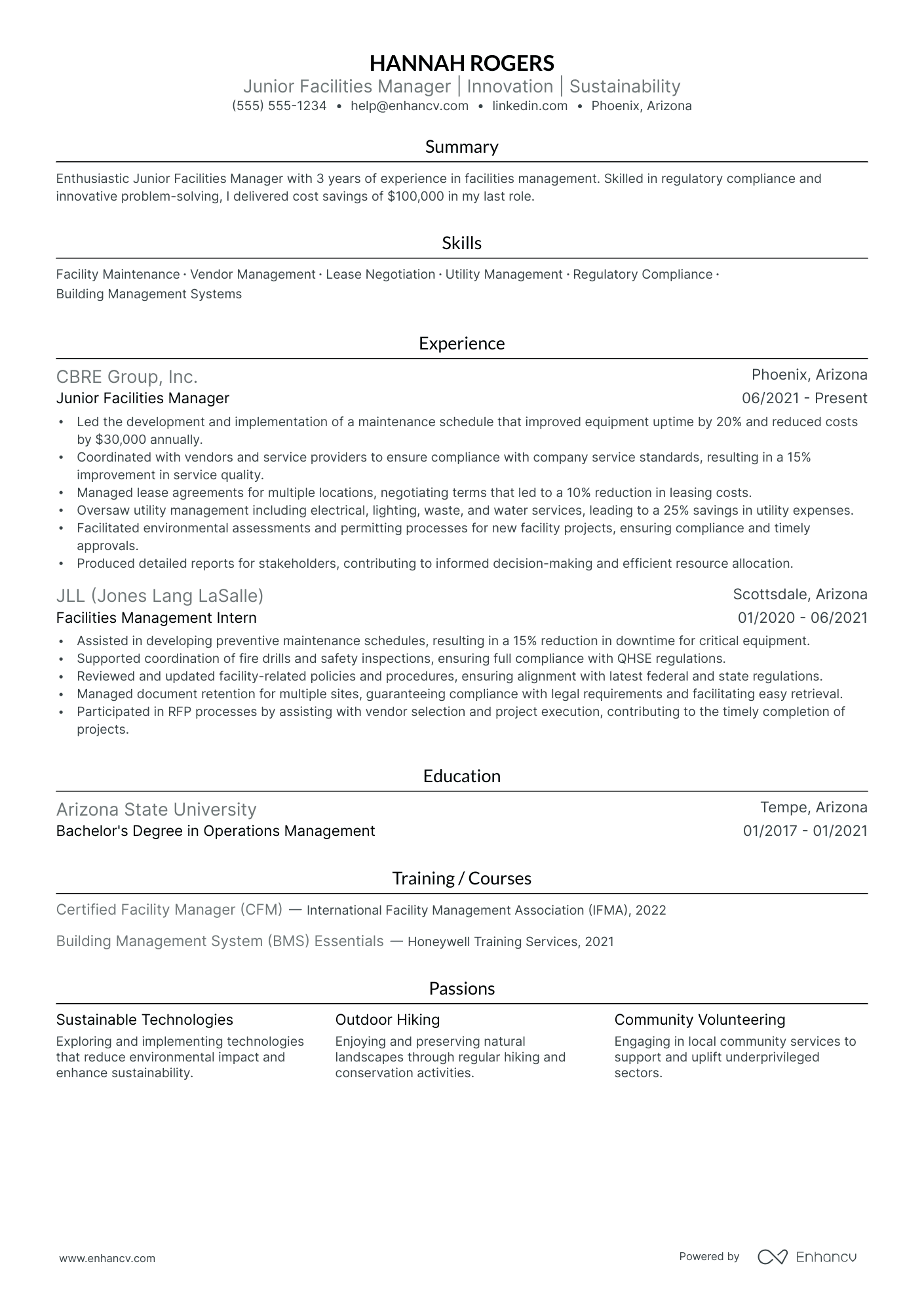 Property and Facilities Manager Resume Example Resume Example